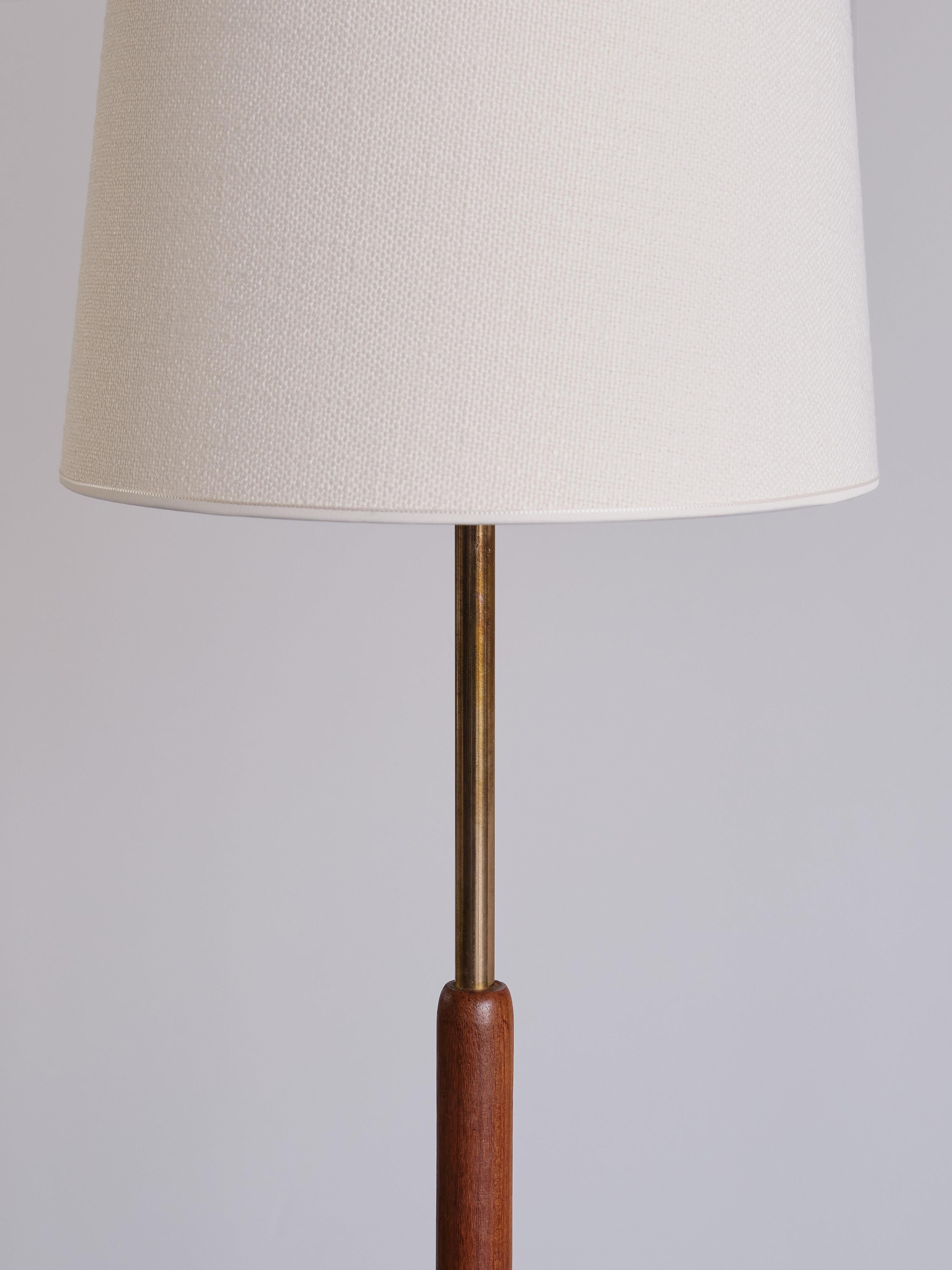 Swedish Modern Teak and Brass Floor Lamp, Nybro Armatur Fabrik, Sweden, 1950s 3