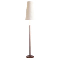 Swedish Modern Teak and Brass Floor Lamp, Nybro Armatur Fabrik, Sweden, 1950s