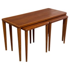Swedish Modern Teak and Oak Nesting Tables