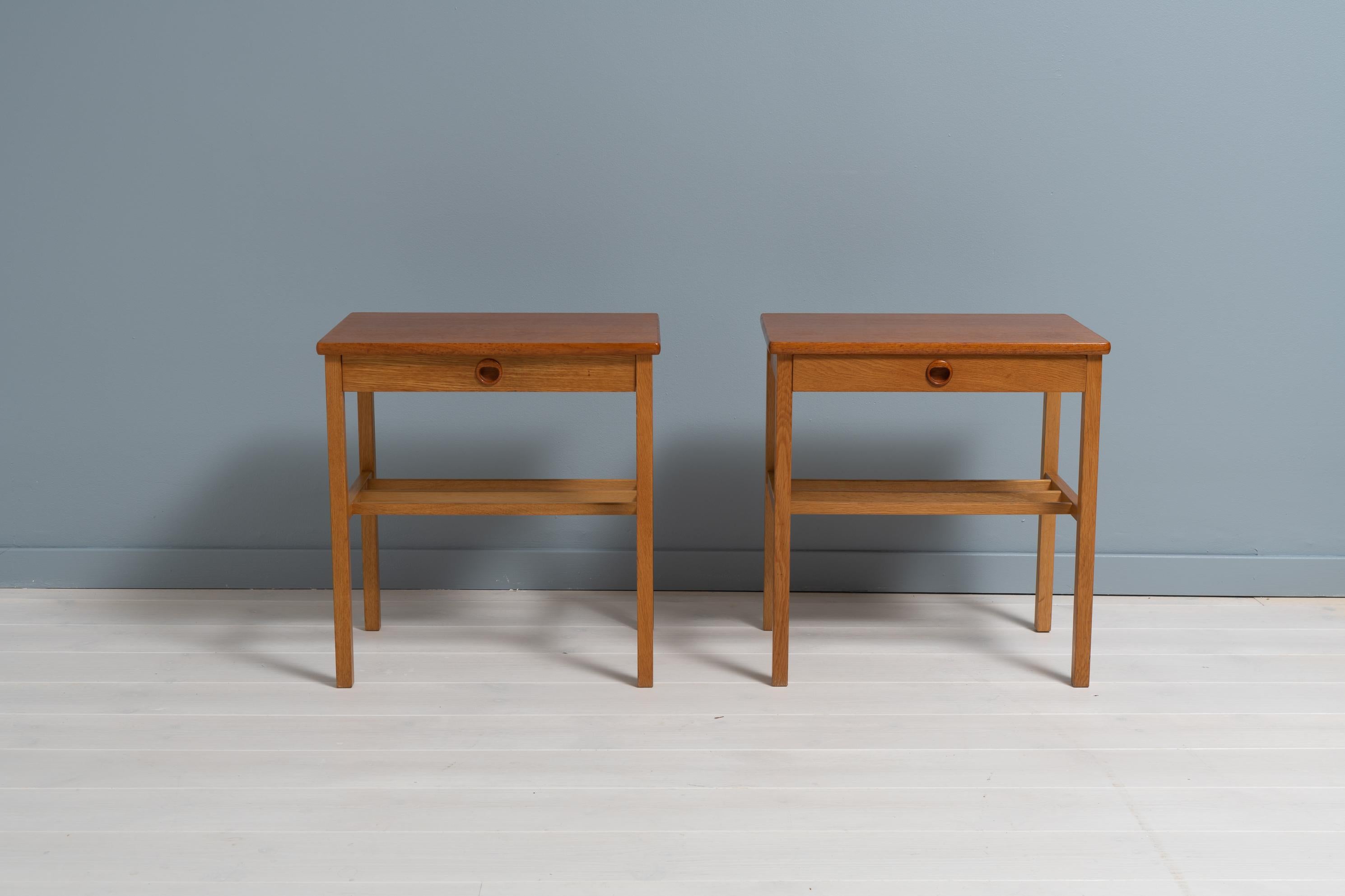 Scandinavian Modern Swedish Modern Teak and Oak Nightstands 