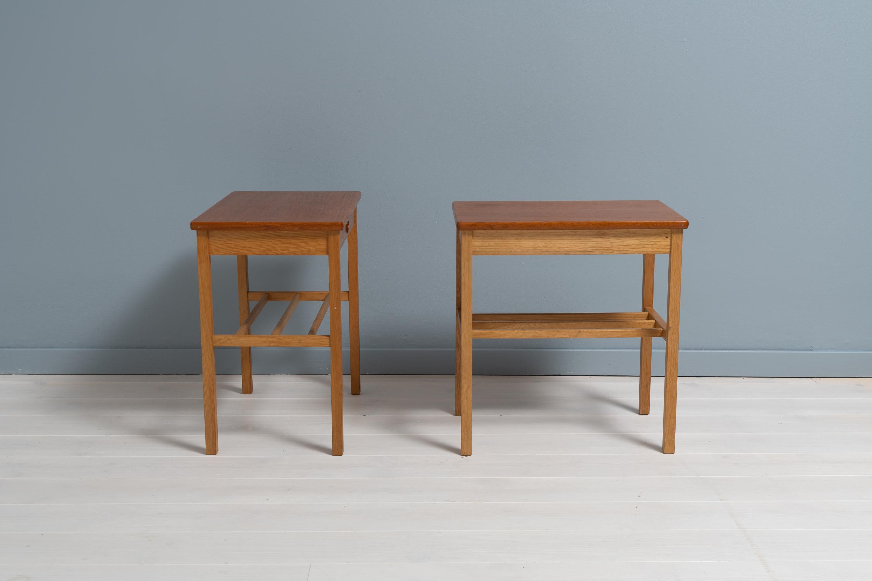 Swedish Modern Teak and Oak Nightstands  1