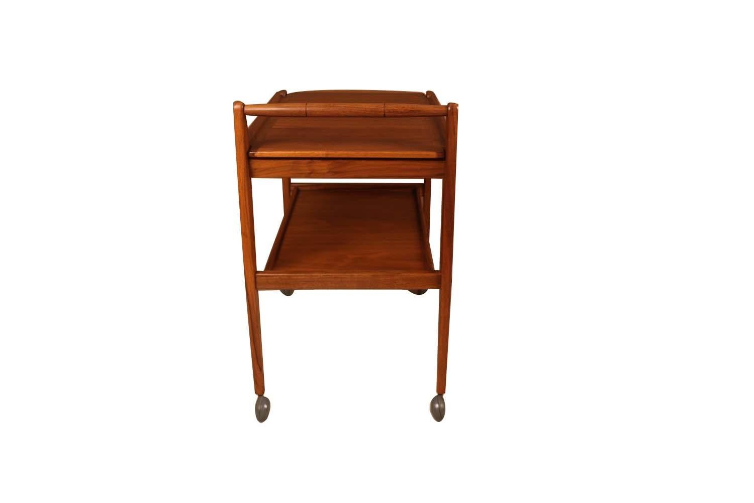 Mid-20th Century Swedish Modern Teak Bar Cart Attributed To Erik Gustafsson For Sale