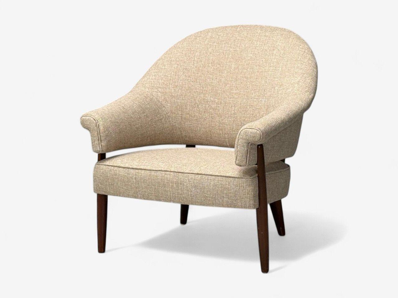 Mid-Century Modern Chaise longue flottante moderne suédoise en teck et laine beige, Suède, années 1960 en vente