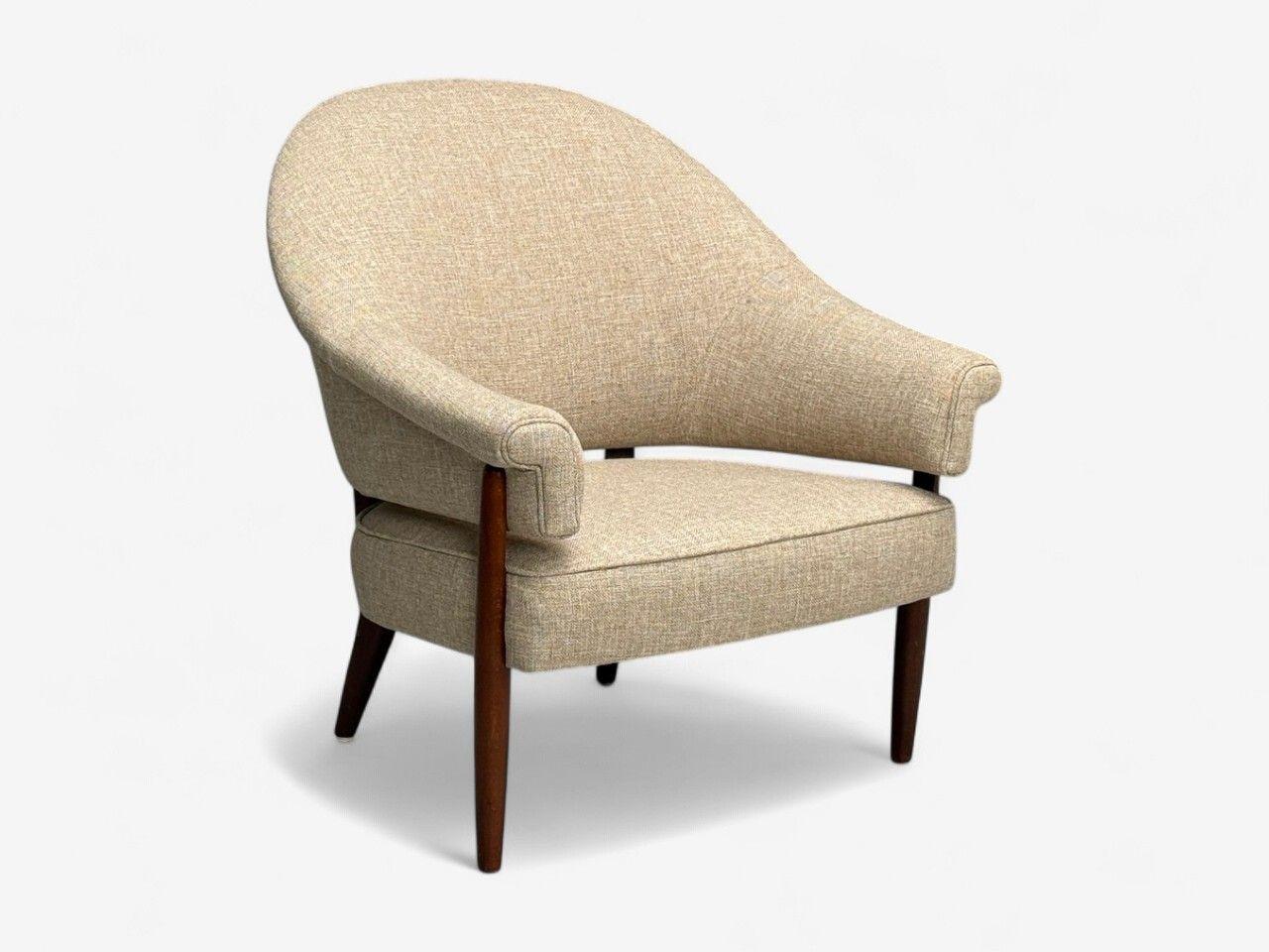 Suédois Chaise longue flottante moderne suédoise en teck et laine beige, Suède, années 1960 en vente