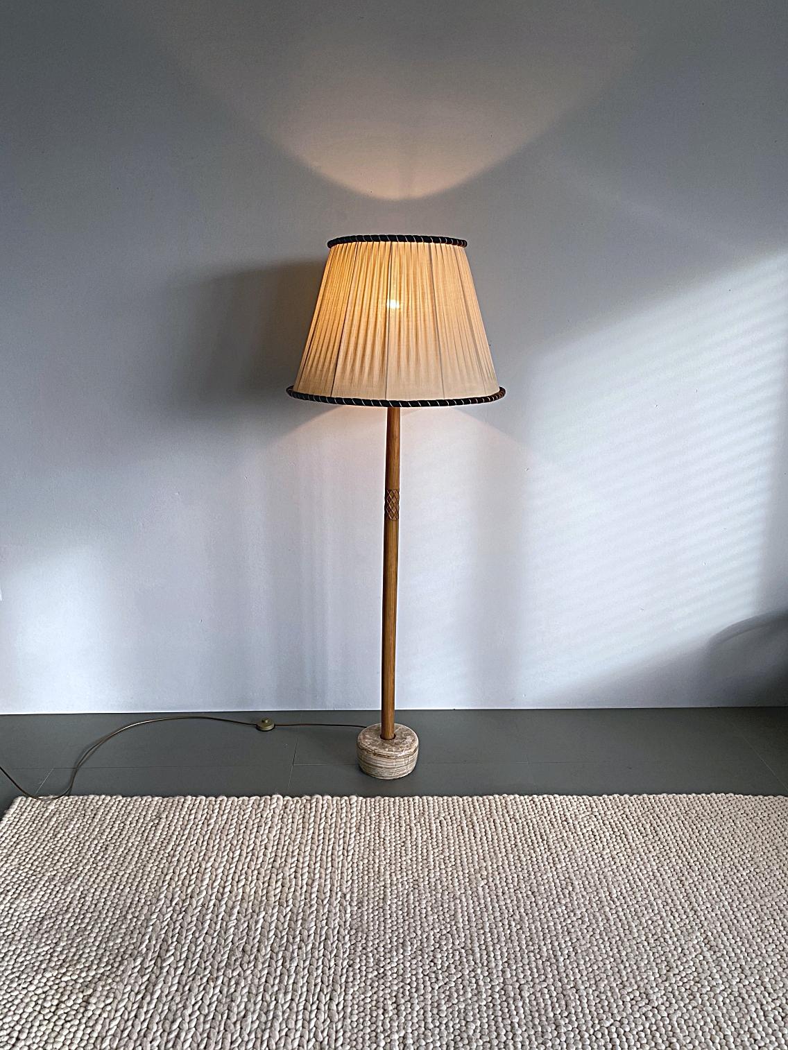 Mid-Century Modern Swedish Modern Teak & Marble Midcentury Floor Lamp, 1950s, Sweden For Sale