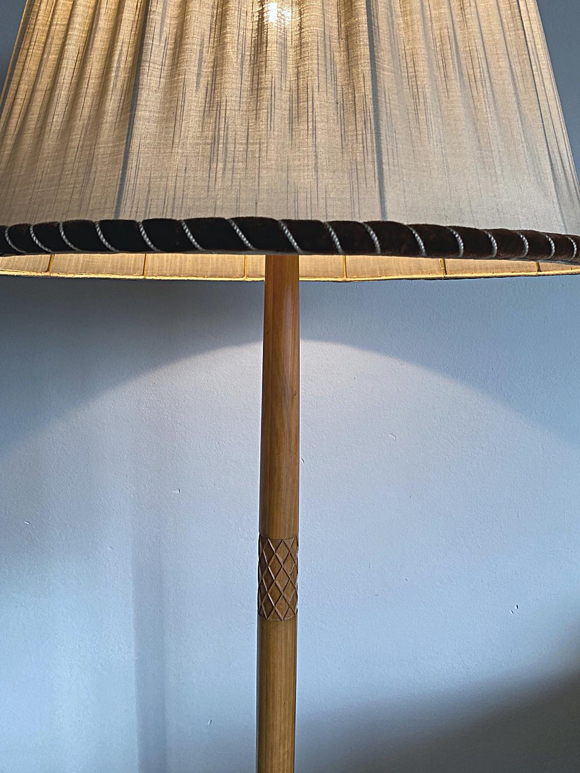 Mid-20th Century Swedish Modern Teak & Marble Midcentury Floor Lamp, 1950s, Sweden For Sale