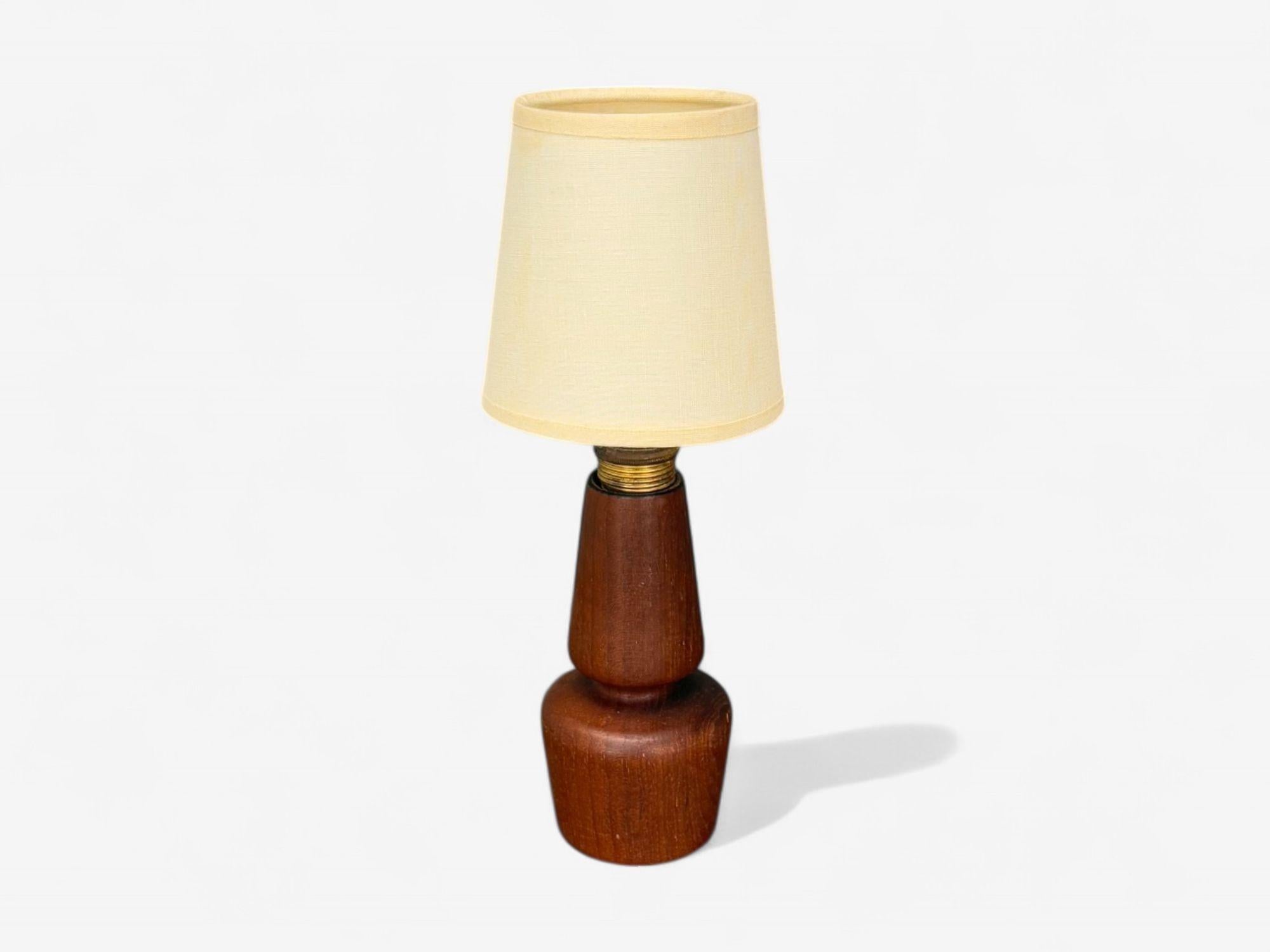 Mid-Century Modern, Teak, Kleine Tischlampe, Schweden, 1940er Jahre

Eine winzige Tischlampe aus geschnitztem Teakholz und Messing, die Mitte des 20. Jahrhunderts in Schweden entworfen und hergestellt wurde.

Teakholz; Schweden ca. 1940er