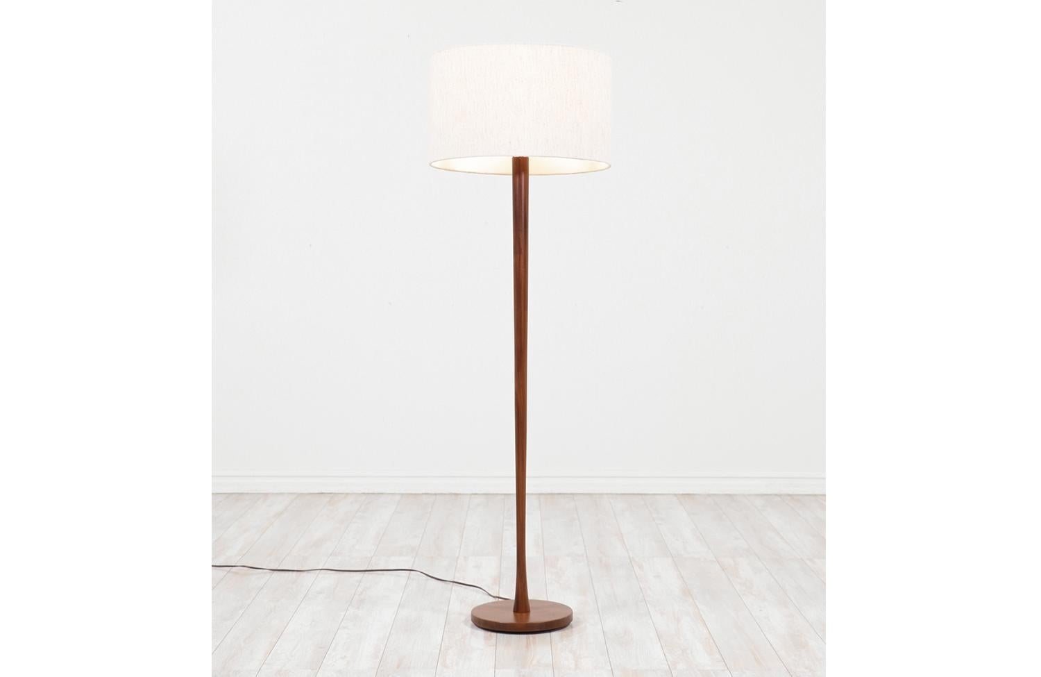 Mid-Century Modern Swedish Modern Teak Tulip Style Floor Lamp