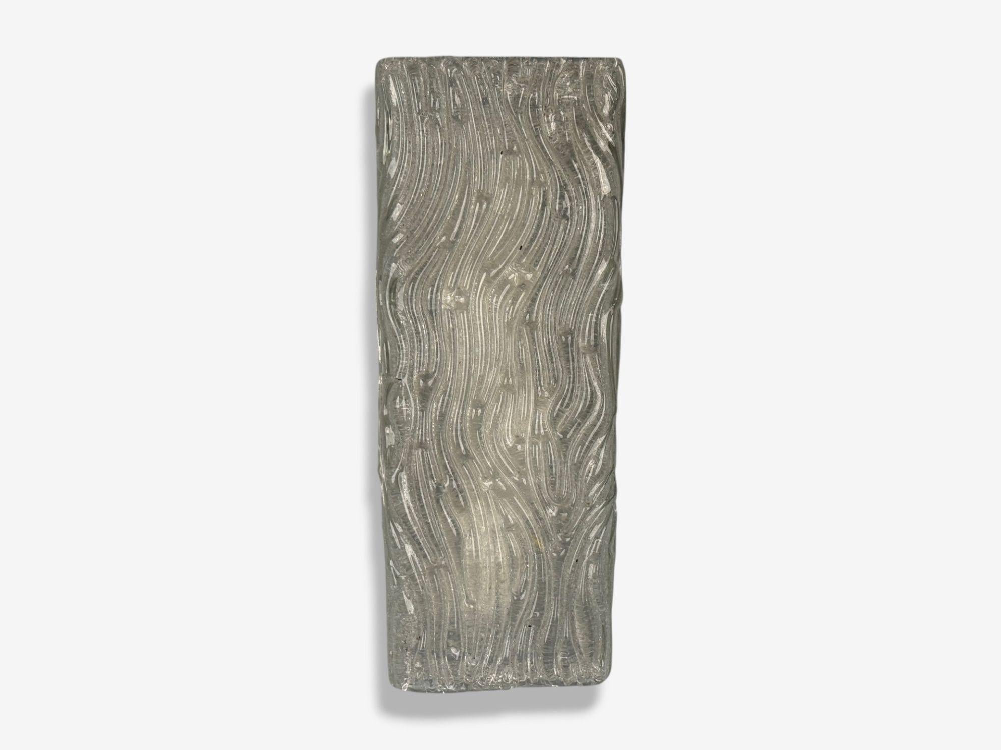 Late 20th Century Swedish Modern, Textured Glass, Nickel, Wall Lights, Sweden, 1970s For Sale