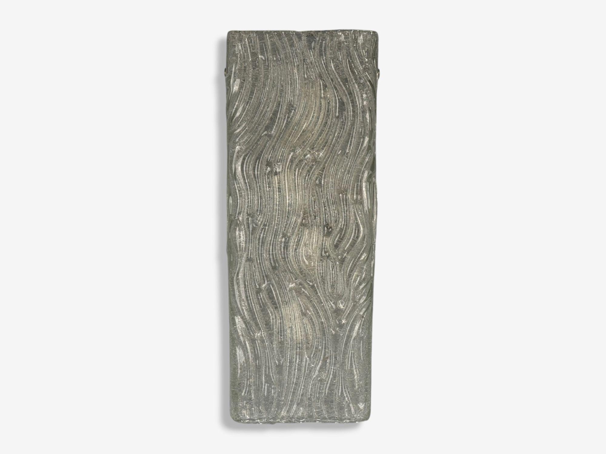 Swedish Modern, Textured Glass, Nickel, Wall Lights, Sweden, 1970s For Sale 1