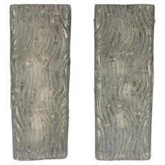 Swedish Modern, Textured Glass, Nickel, Wall Lights, Sweden, 1970s