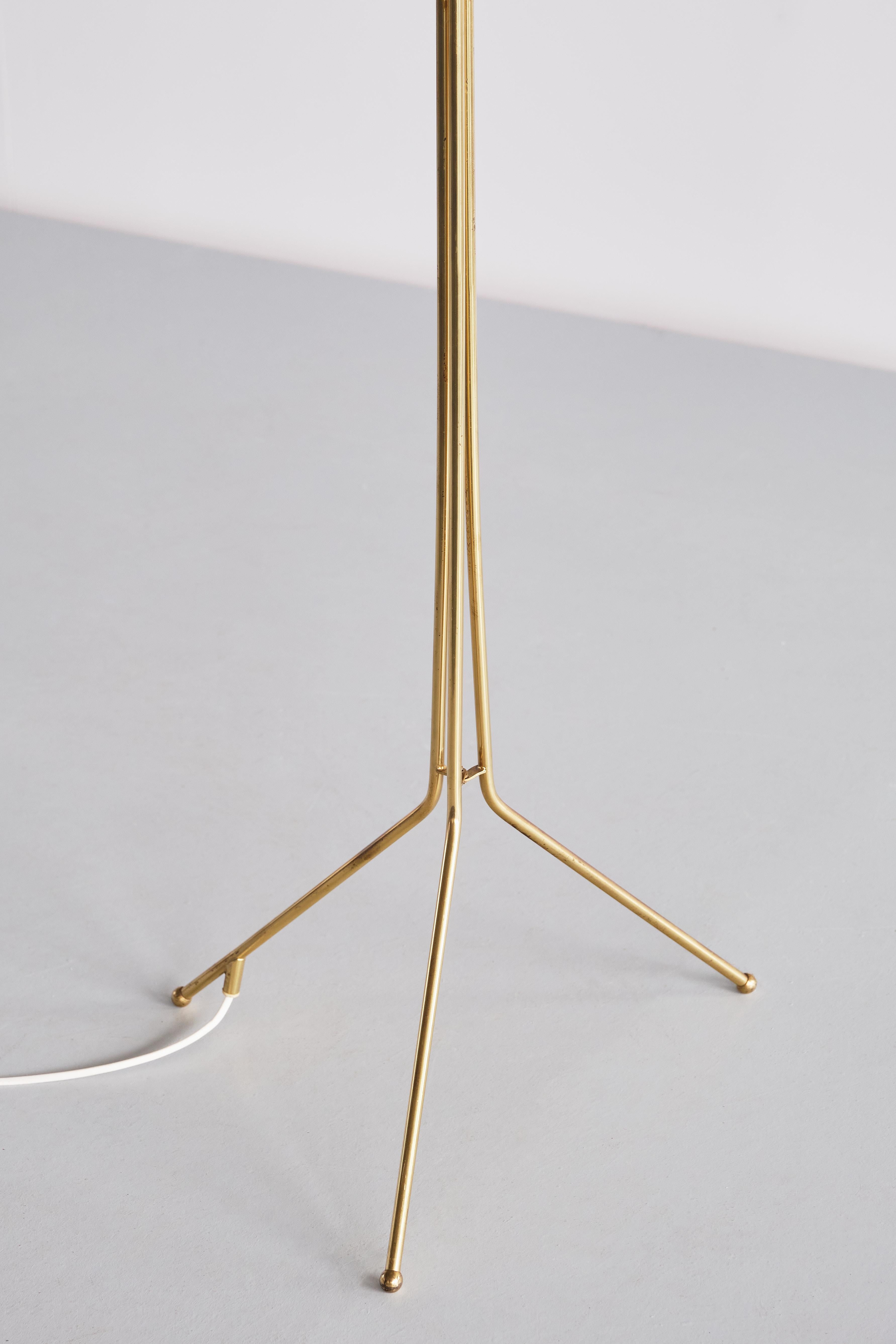 Swedish Modern Three Legged Floor Lamp in Brass, Sweden, 1950s 2