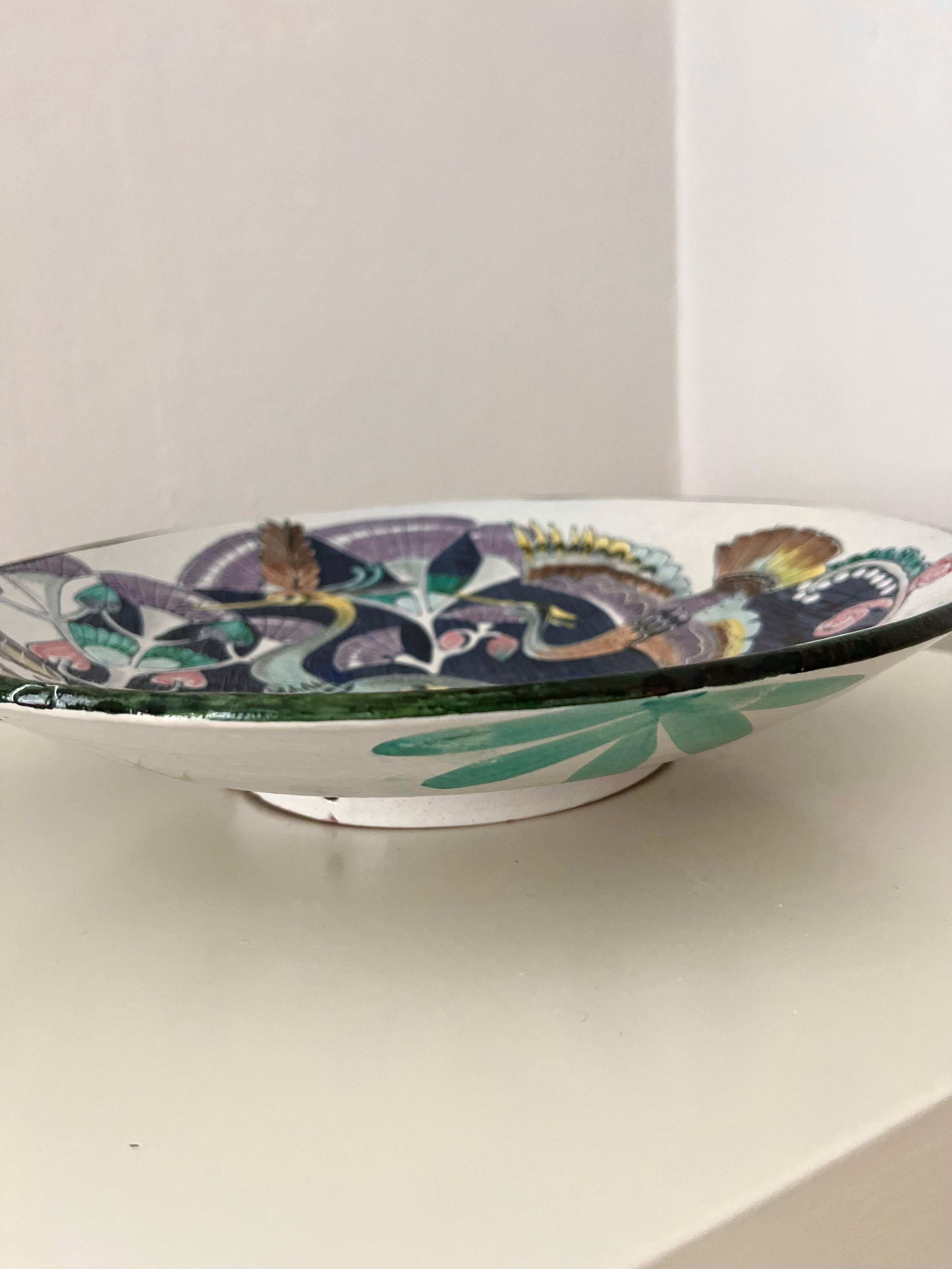 Swedish Modern Tilgmans Ceramic Wall Platter with Birds 1958 For Sale 5