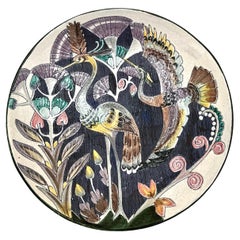 Vintage Swedish Modern Tilgmans Ceramic Wall Platter with Birds 1958