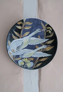 Swedish Modern Tilgmans Ceramic Wall Platter with Swans, 1957