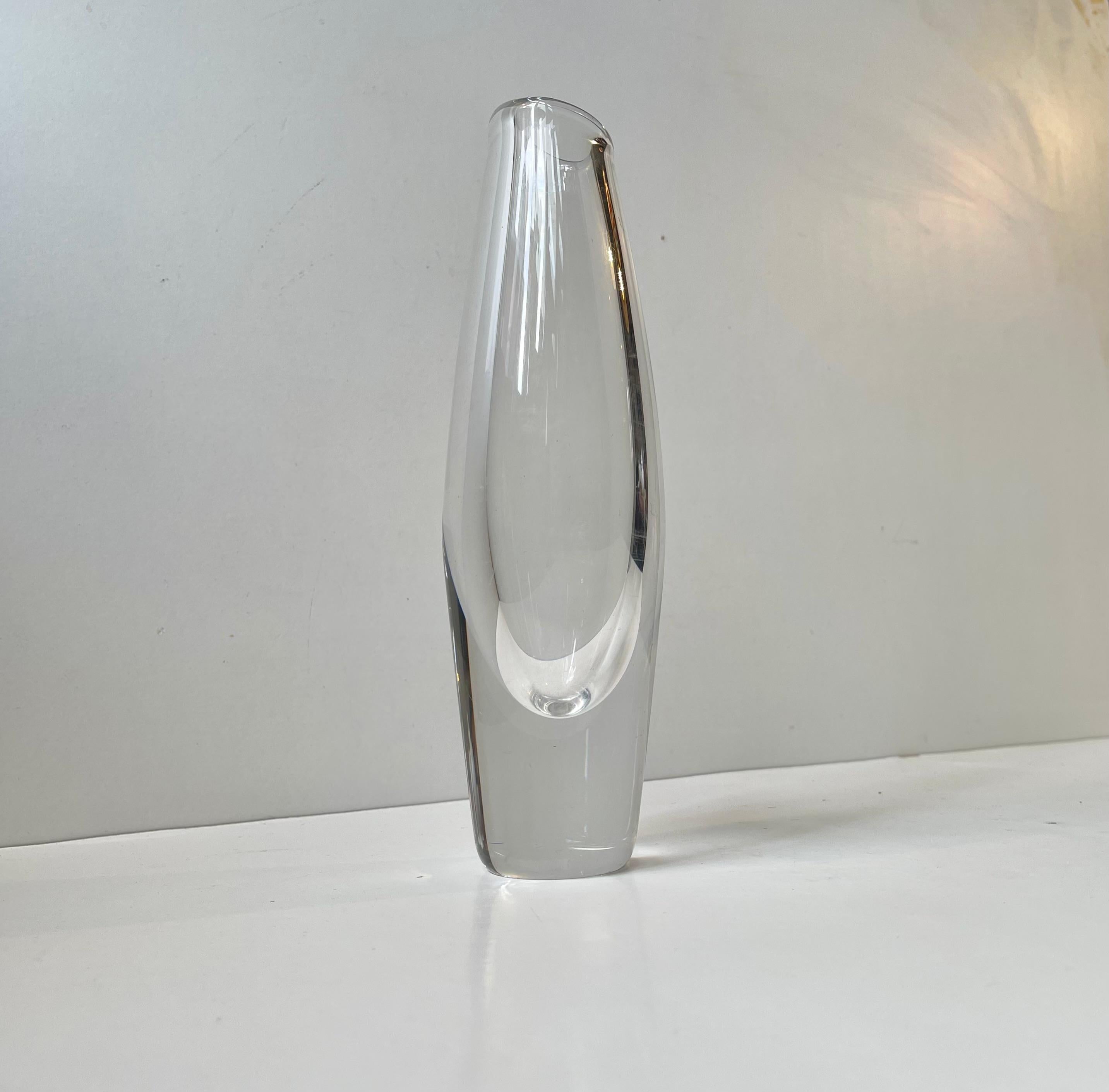 Hand-Crafted Swedish Modern Torpedo Crystal Vase by Sven Palmqvist for Orrefors, 1950s For Sale