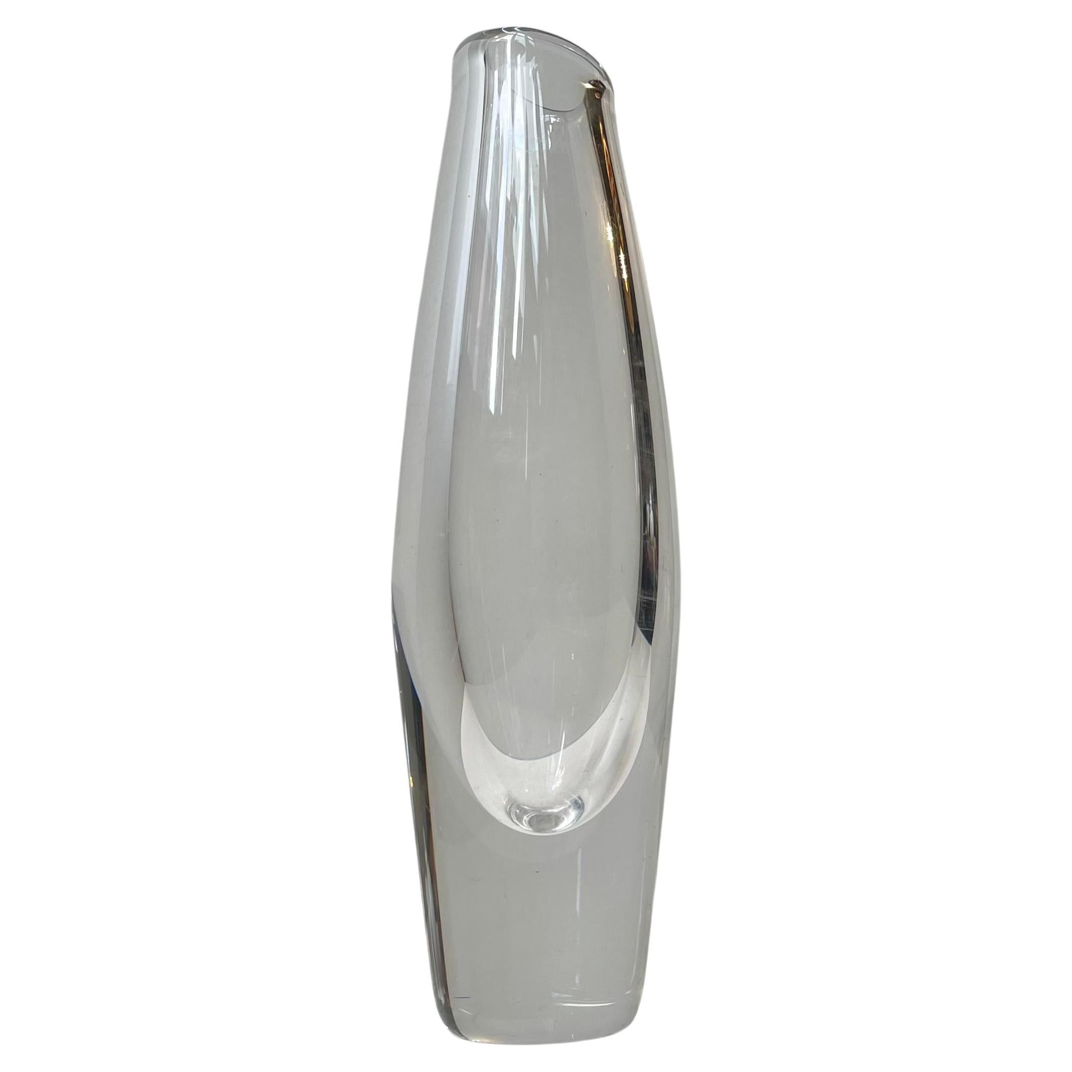 Swedish Modern Torpedo Crystal Vase by Sven Palmqvist for Orrefors, 1950s