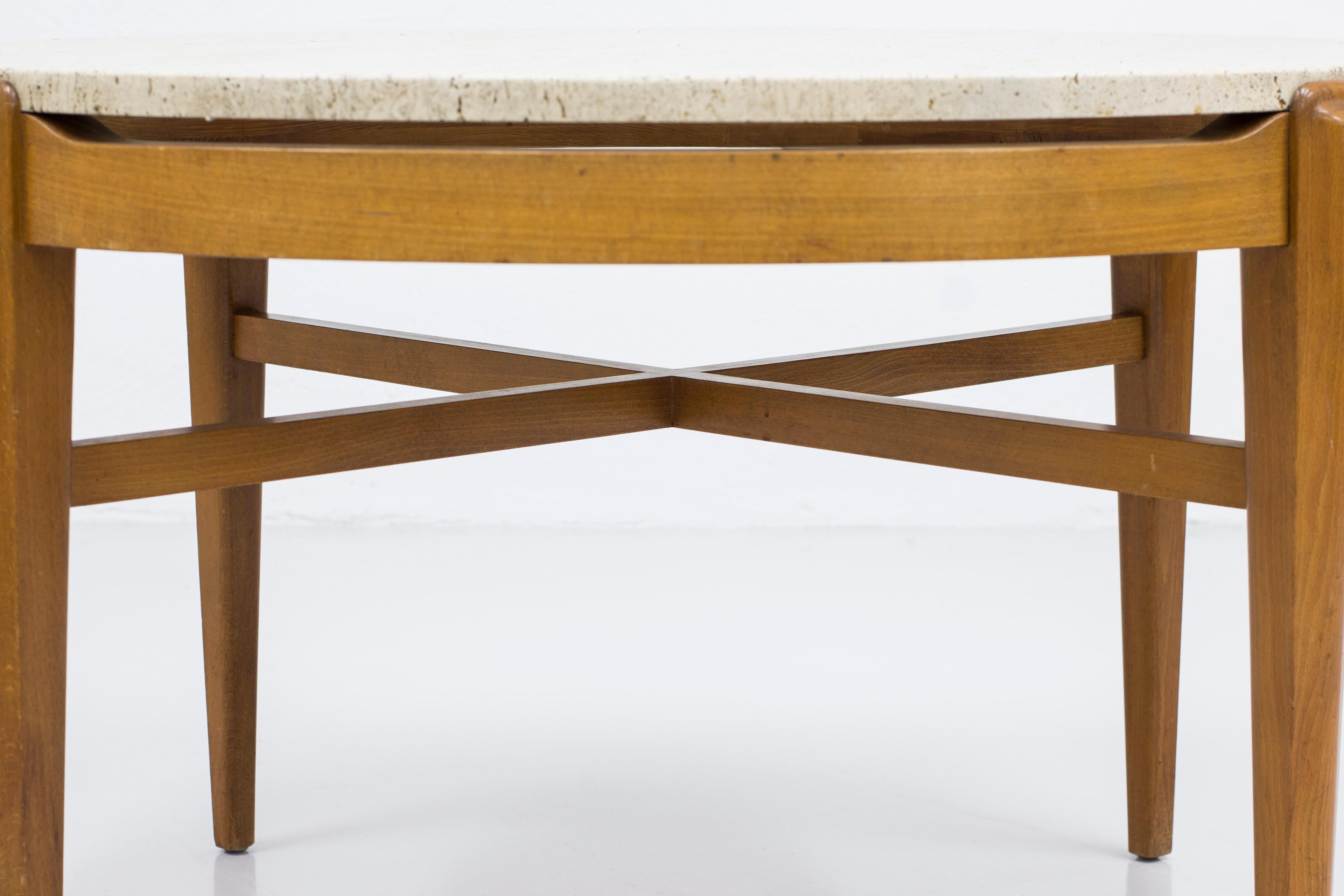 Swedish Modern travertine coffee table, Sweden 1940s For Sale 1