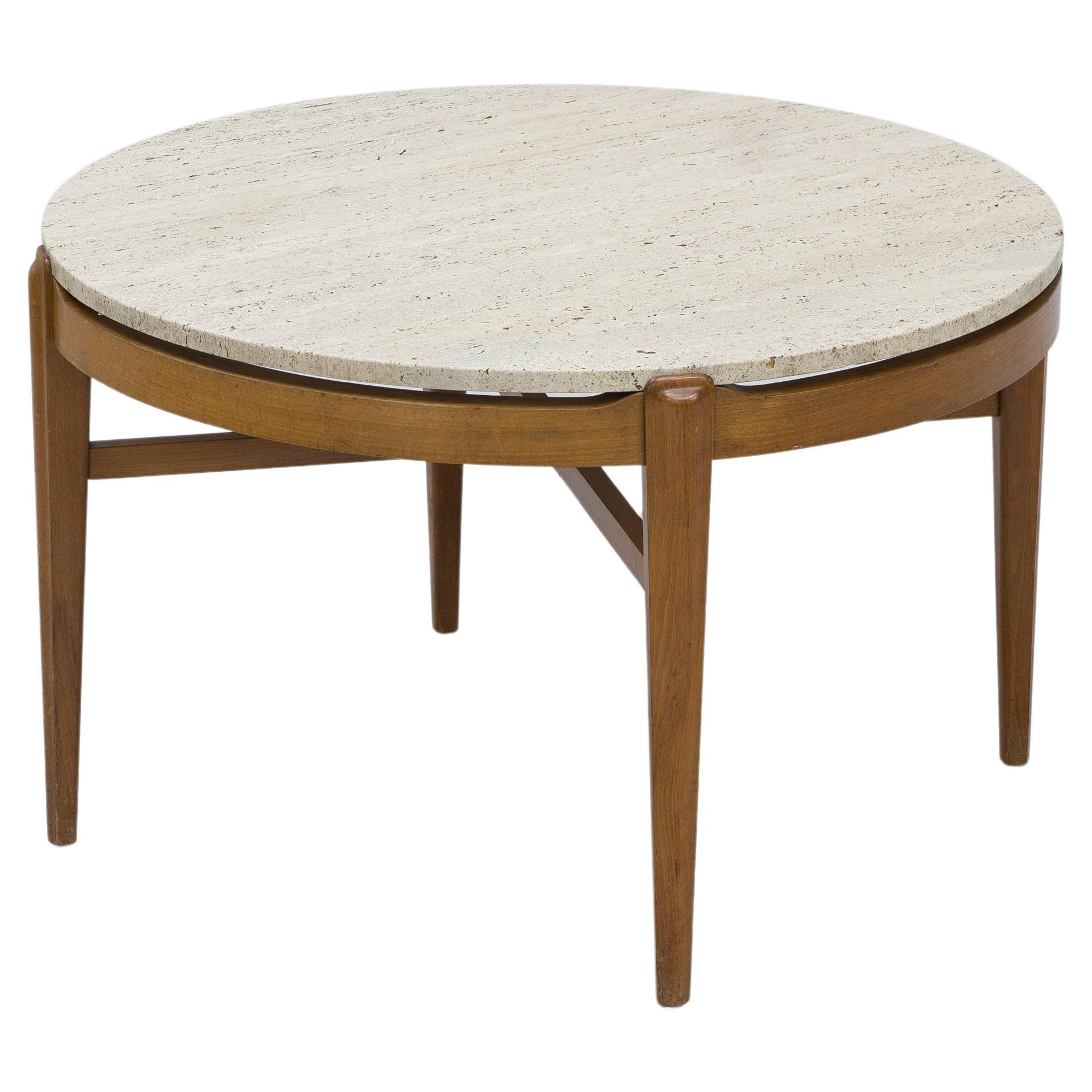 Swedish Modern travertine coffee table, Sweden 1940s For Sale