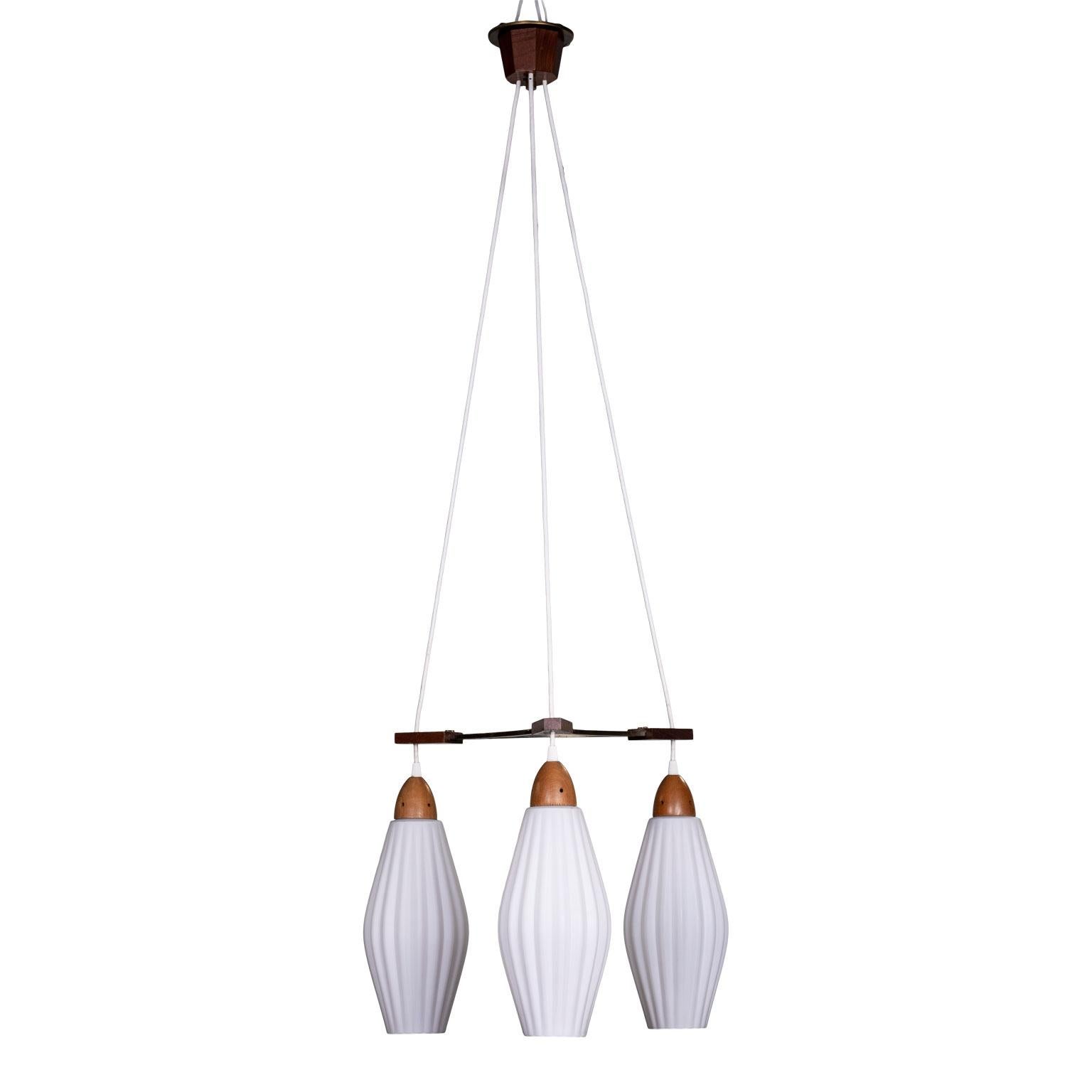 Swedish Mid-Century Modern Triple Pendant Light 3