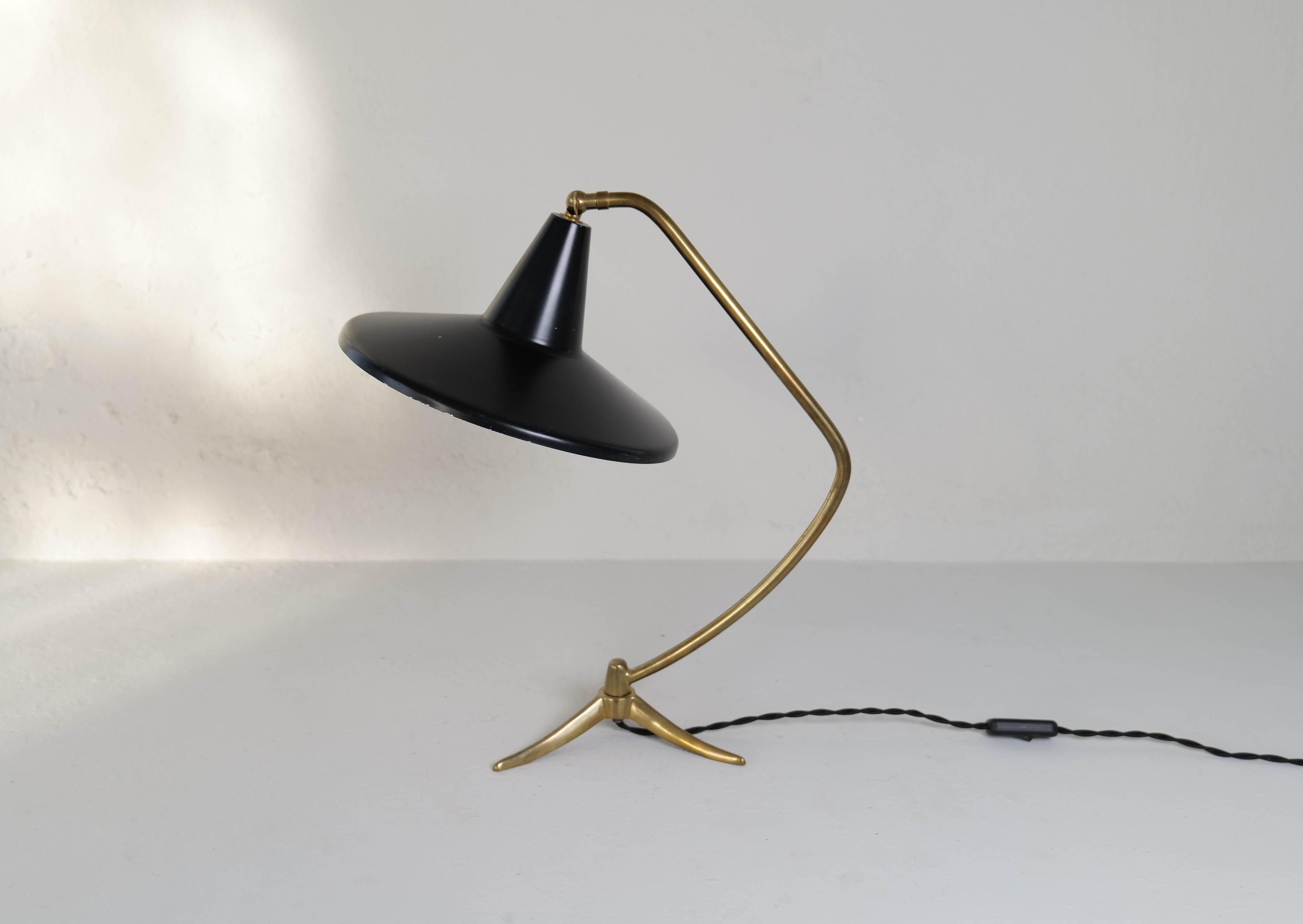 Mid-Century Modern Swedish Modern Tripod Brass Table Lamp, Sweden, 1950 For Sale