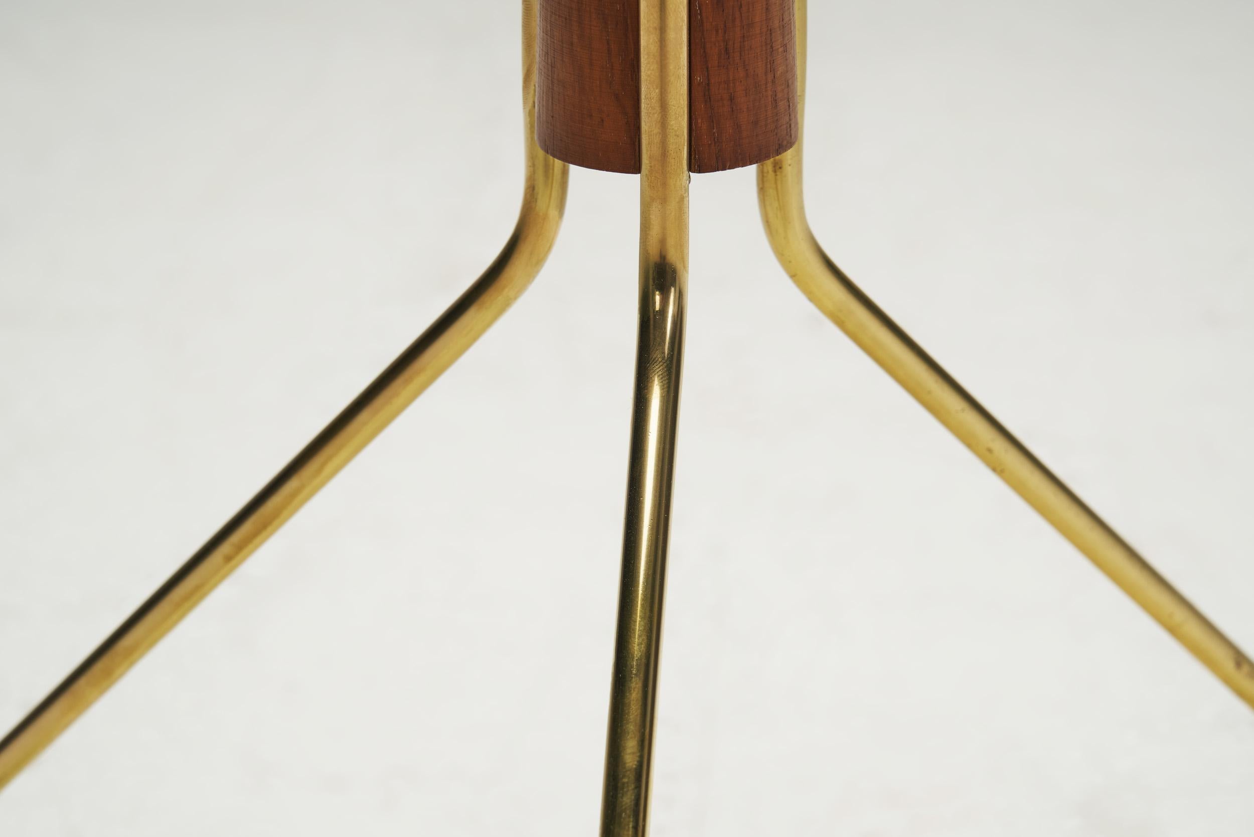 Swedish Modern Tripod Floor Lamp with Teak and Brass Accents, Sweden 1960s 10