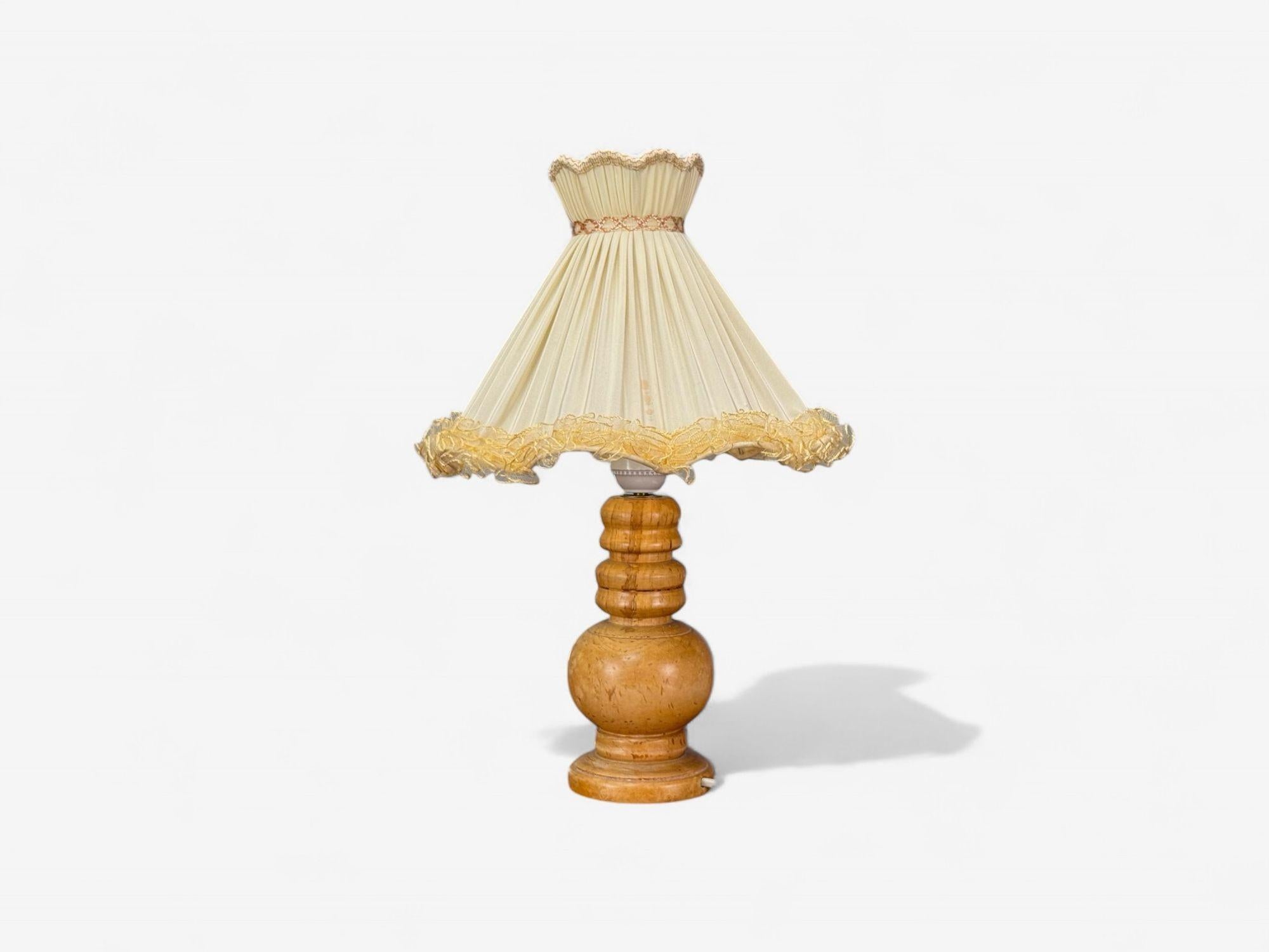 Lámpara de mesa sueca de mediados de siglo, abedul torneado y seda, Suecia, años 60

Pequeña lámpara de mesa de abedul torneado, diseñada y fabricada en Suecia c. 1960. Equipada con su pantalla original de seda plisada.

Abedul torneado, seda;