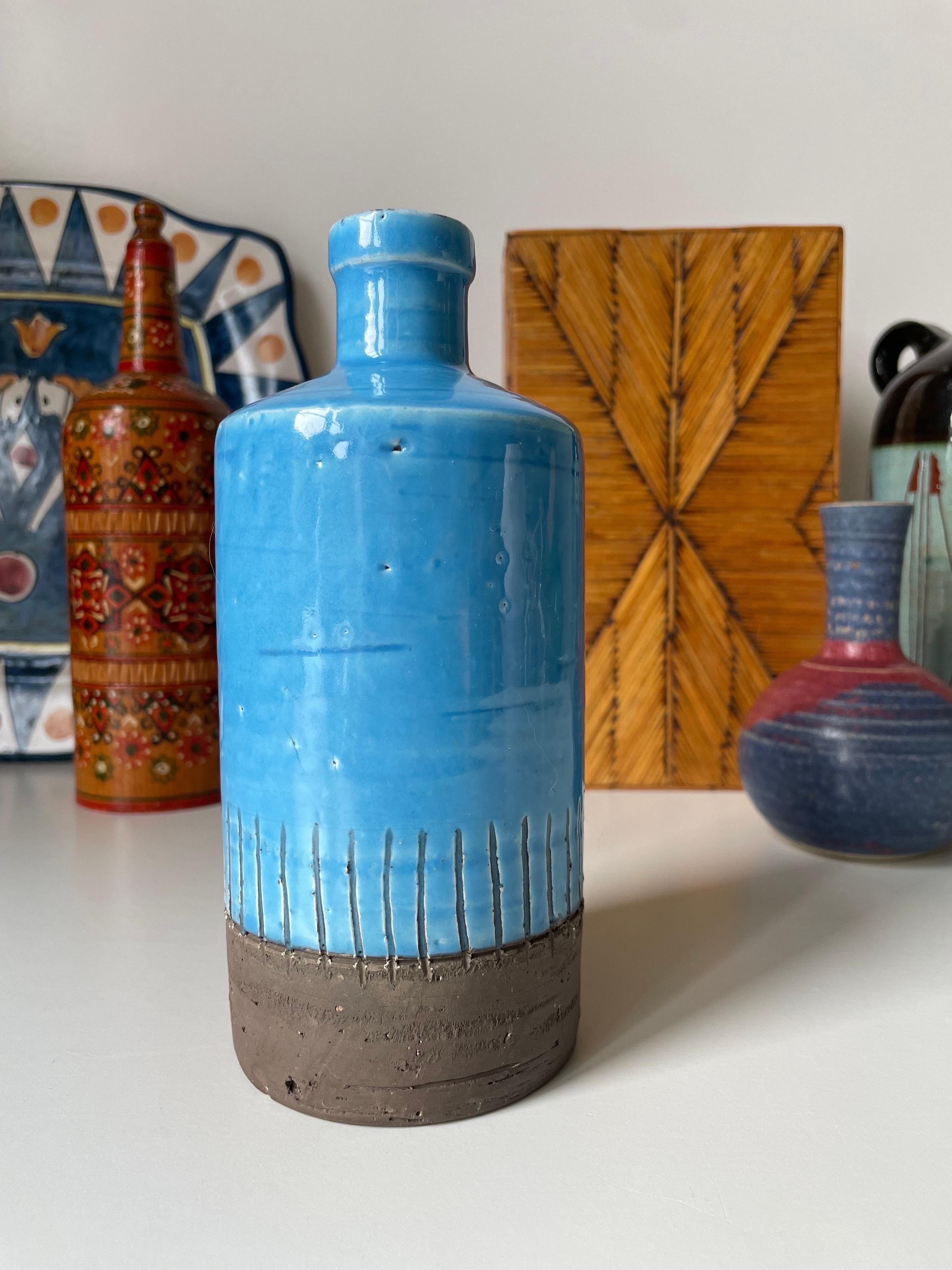 JIE Gantofta 1960s Turquoise Blue Bottle Vase, 1960s For Sale 2