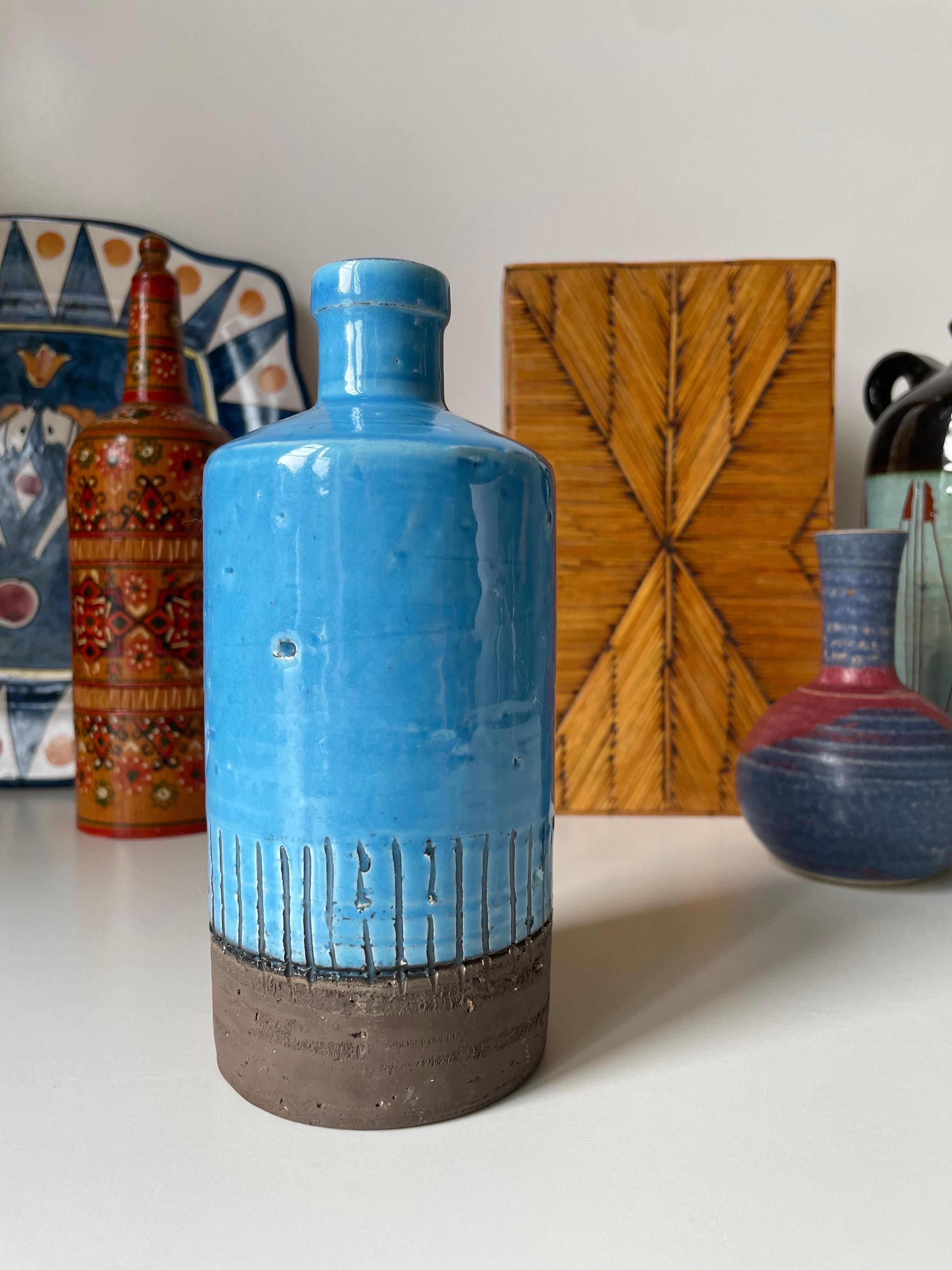 JIE Gantofta 1960s Turquoise Blue Bottle Vase, 1960s For Sale 4
