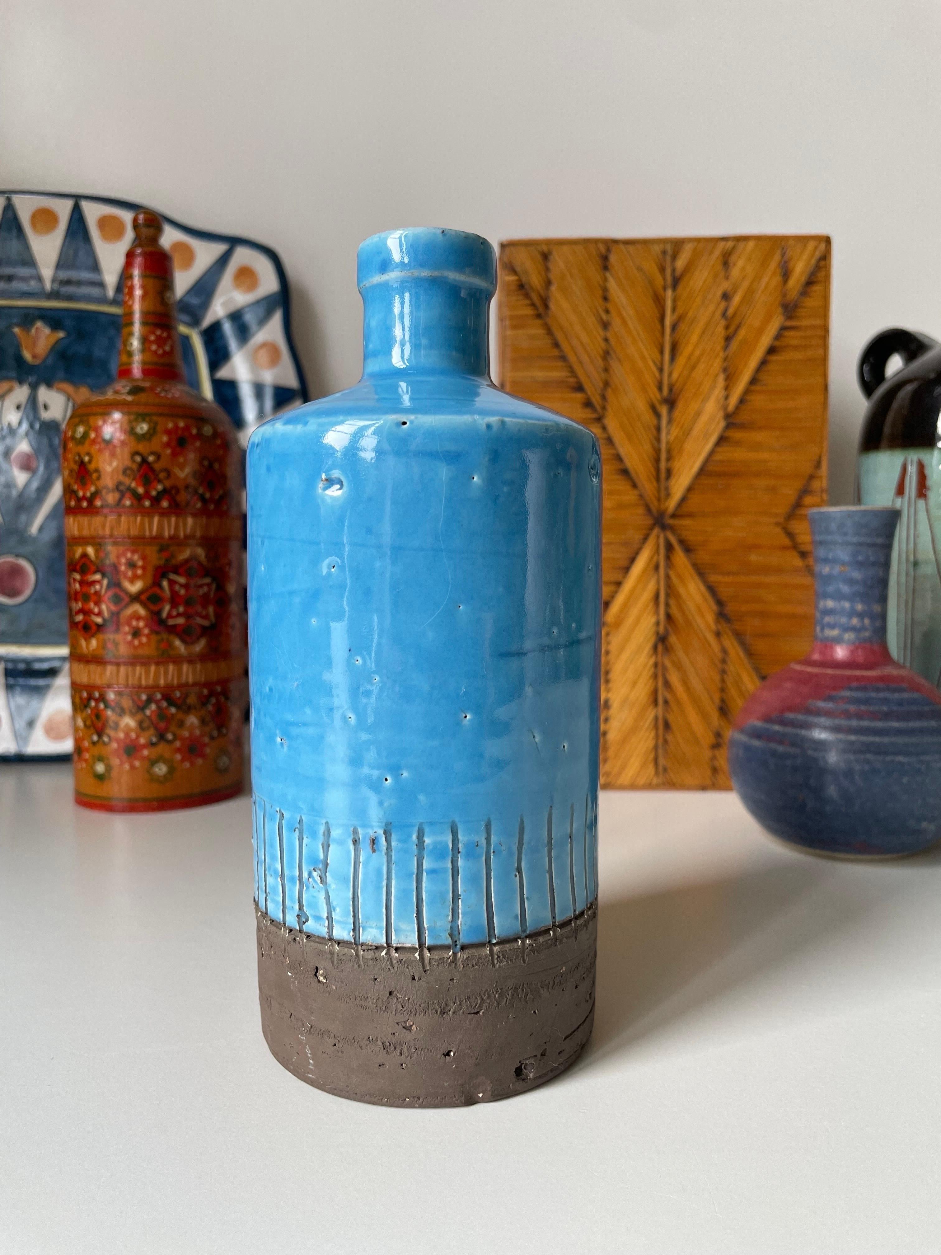 JIE Gantofta 1960s Turquoise Blue Bottle Vase, 1960s For Sale 5