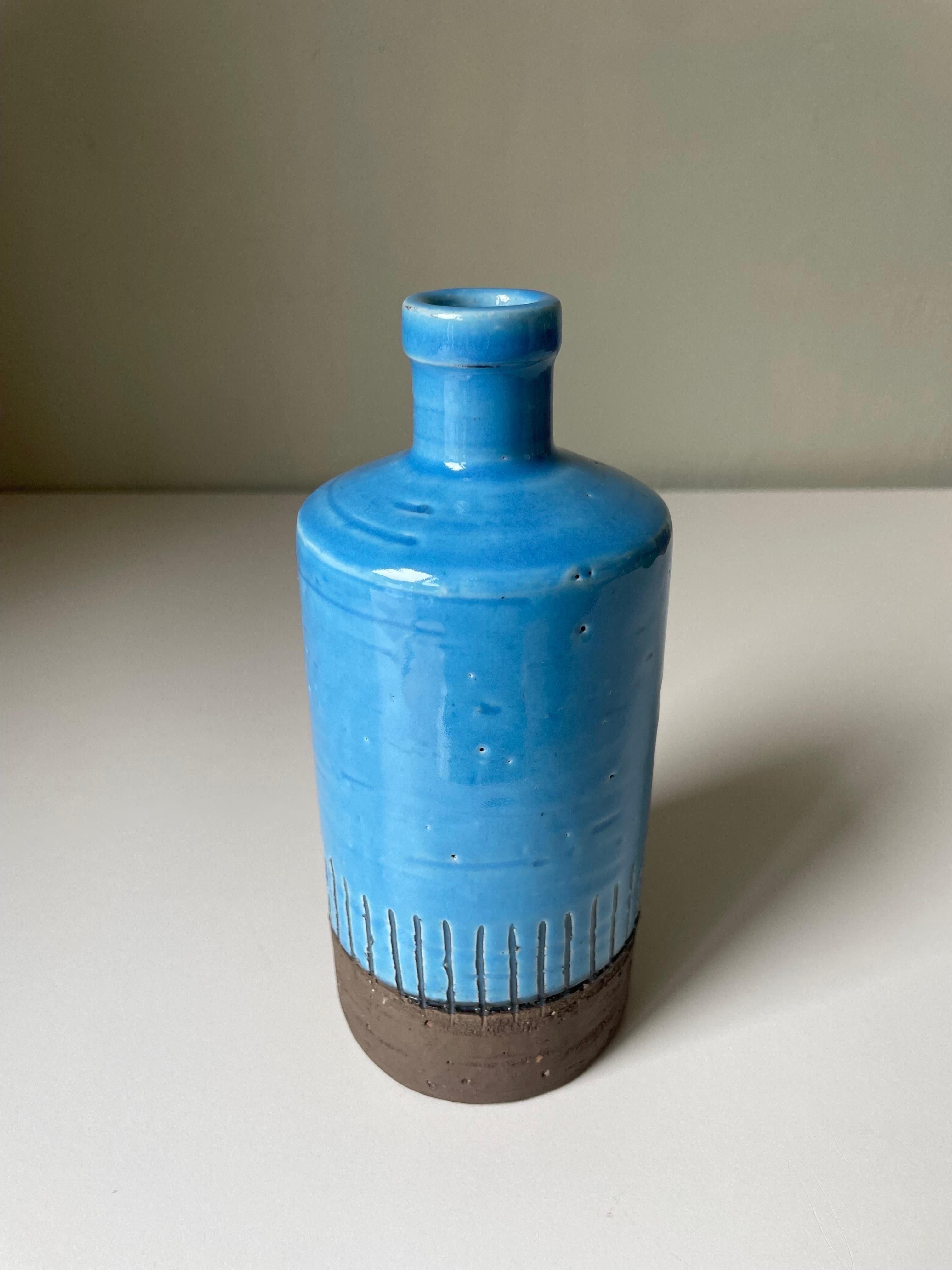 Mid-Century Modern JIE Gantofta 1960 Vase bouteille bleu turquoise, 1960 en vente