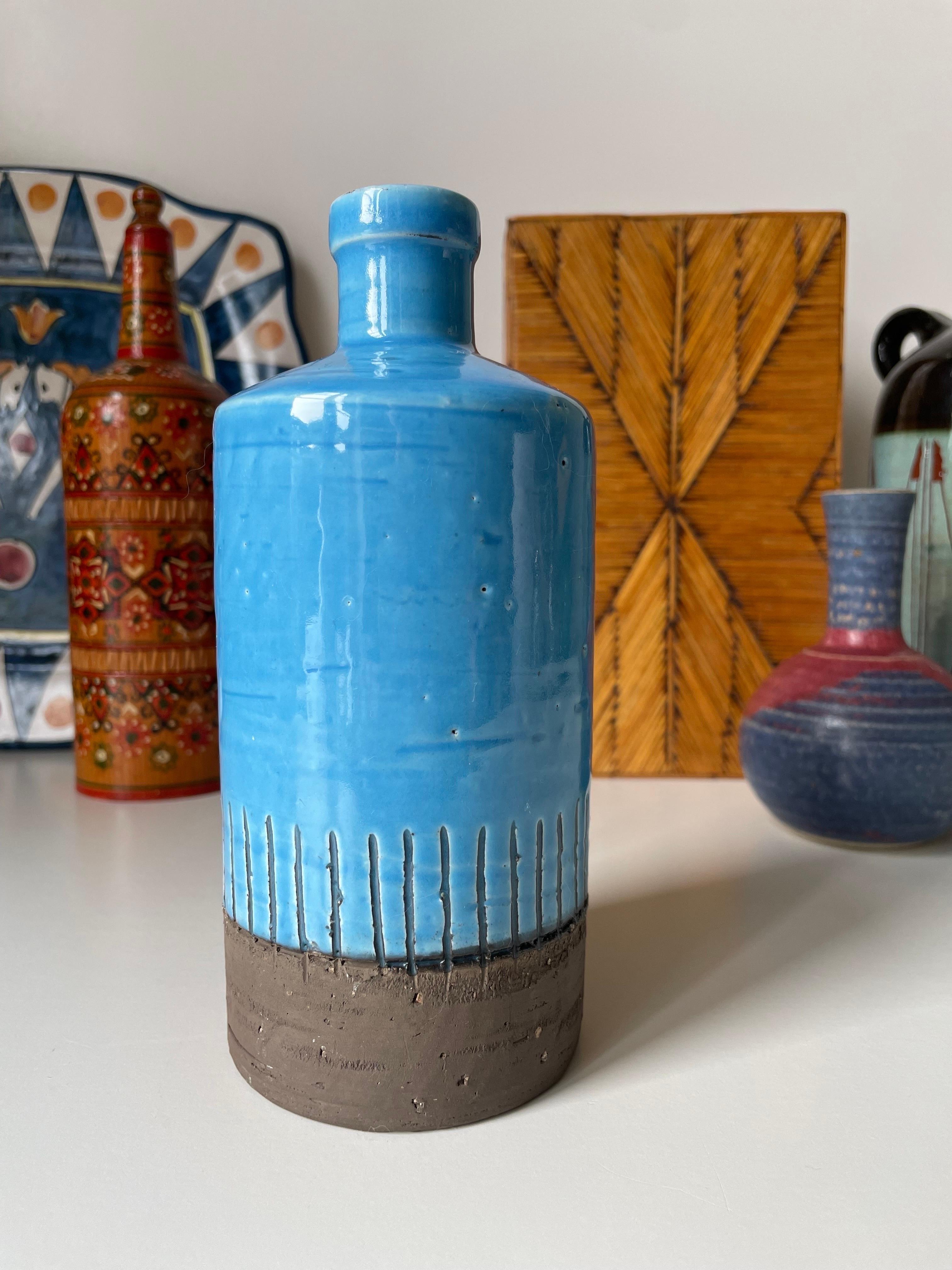 JIE Gantofta 1960s Turquoise Blue Bottle Vase, 1960s For Sale 1