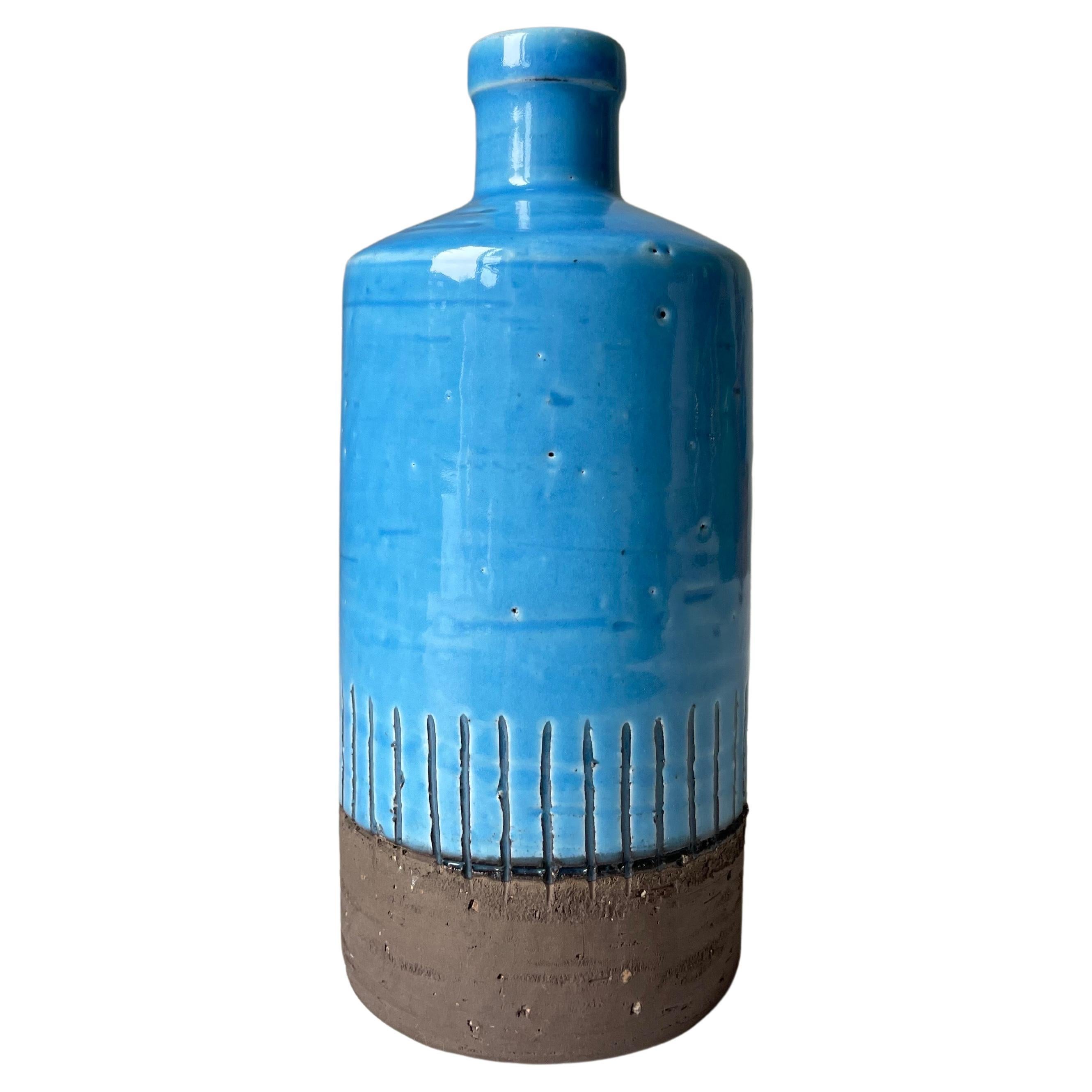 JIE Gantofta 1960s Turquoise Blue Bottle Vase, 1960s For Sale