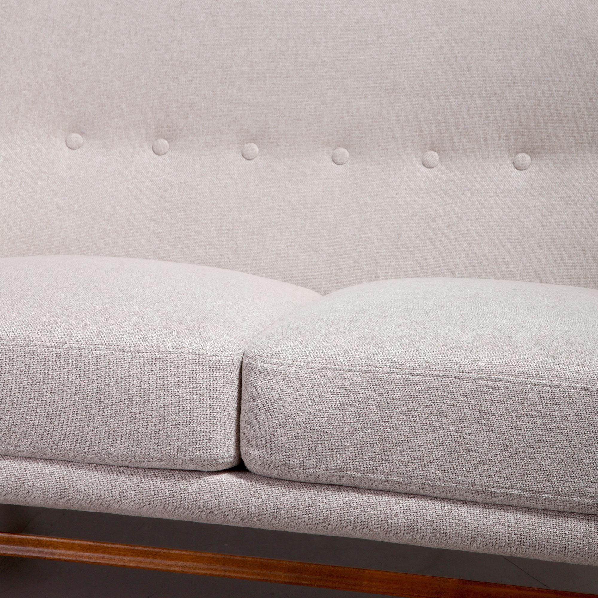 Swedish Modern Two-Seater Sofa in Light Fabric, 1950s For Sale 4