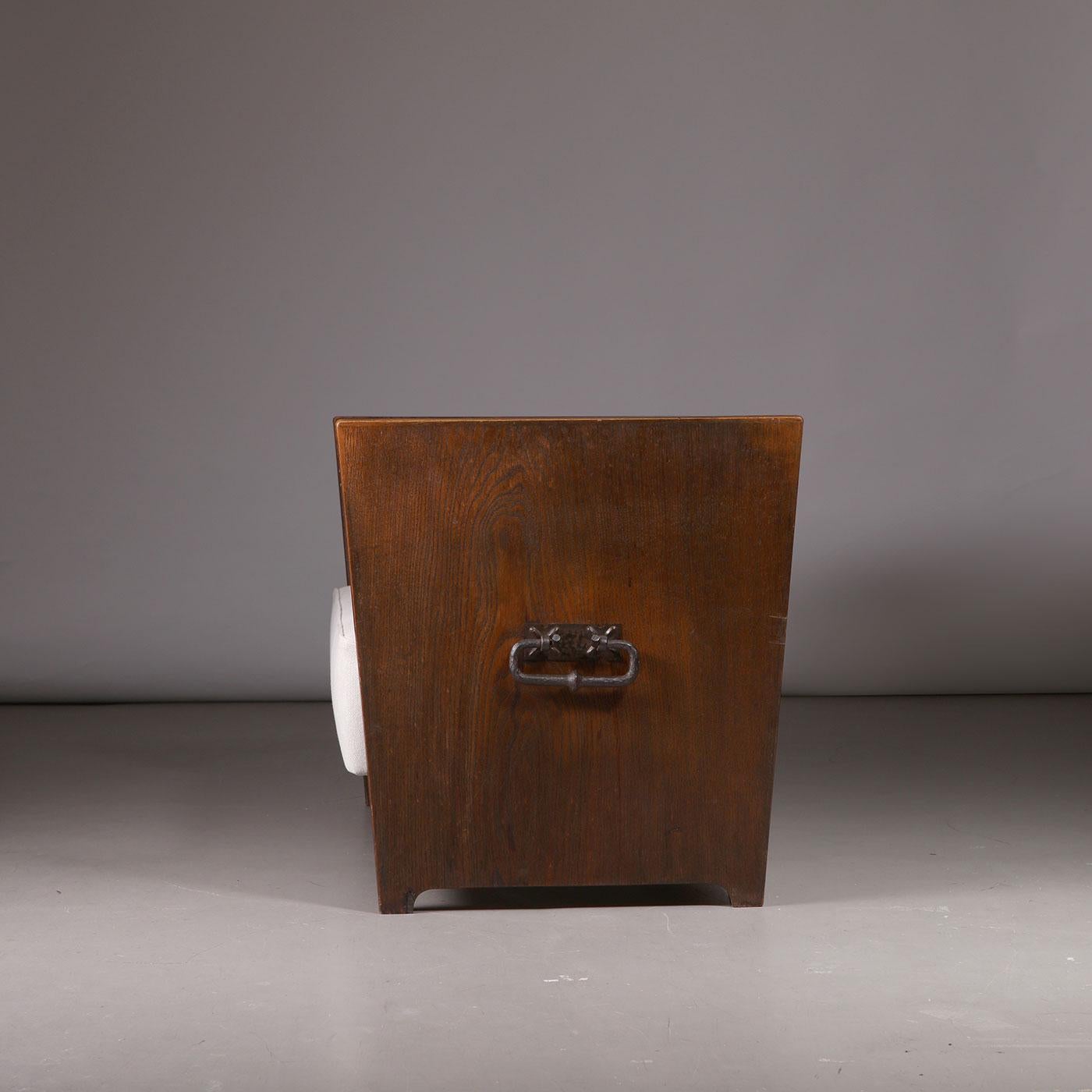 Svedese Divano moderno svedese a due posti in Oak e tessuto chiaro, anni '40 in vendita