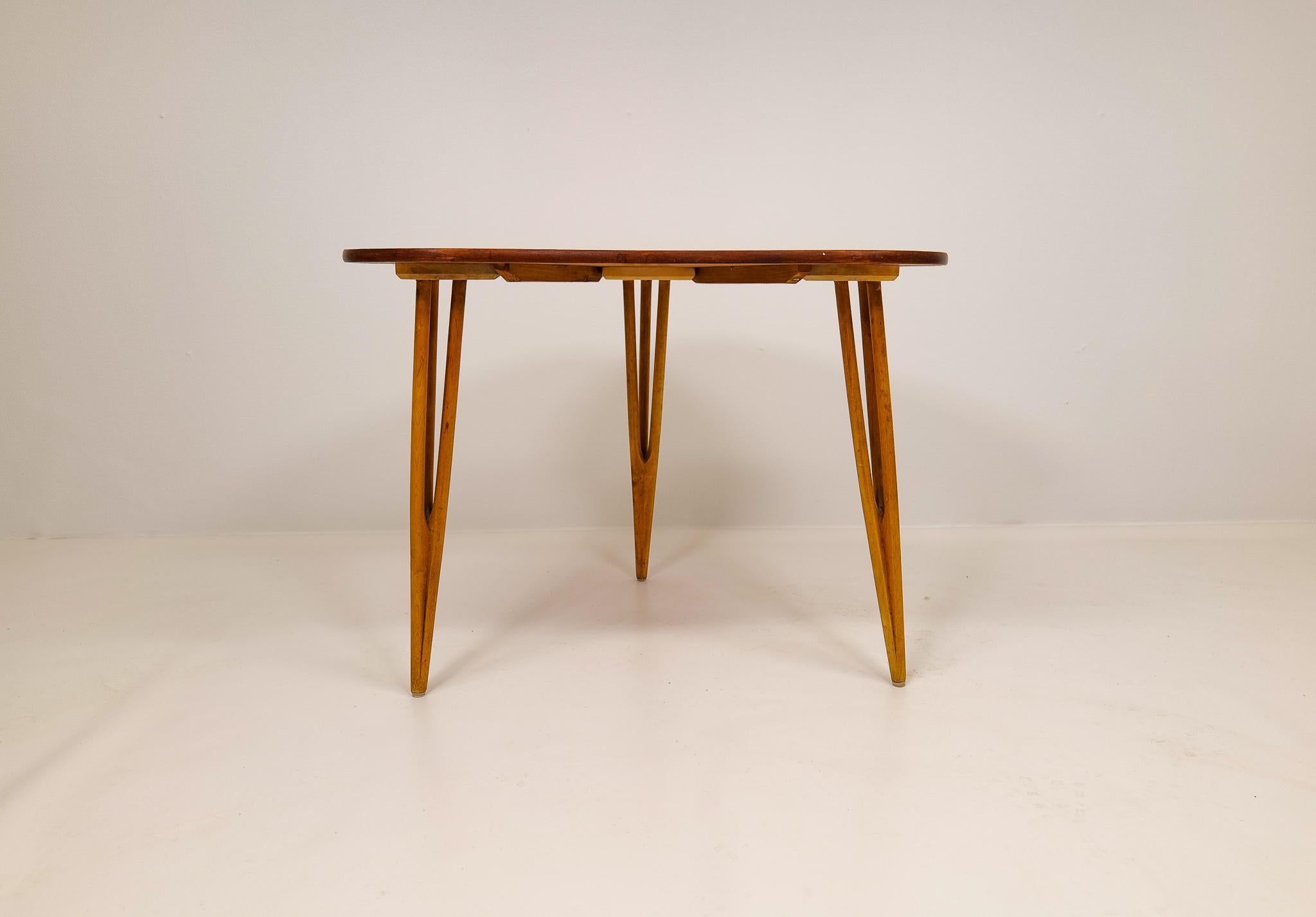 Pine Swedish Modern Unique Coffee Table by Bo Fjaestad, Sweden, 1950s For Sale