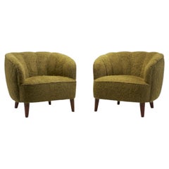 Swedish Modern Upholstered Arcmhairs with Tapered Legs, Sweden, ca 1940s
