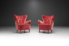 Swedish Modern Upholstered Armchairs, Sweden 1940s