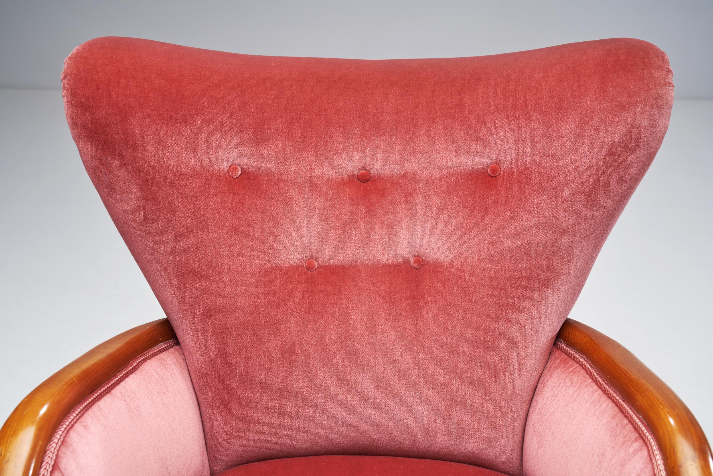 Fauteuils rembourrés suédois modernes, Suède, années 1940 en vente 1