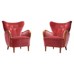 Swedish Modern Upholstered Armchairs, Sweden 1940s