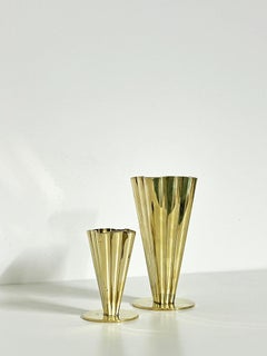 Swedish Modern, Vases in Brass, Set of Two, Ystad Metall, ca 1950's 