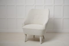 Swedish Modern Vintage Upholstered Bouclé Armchair