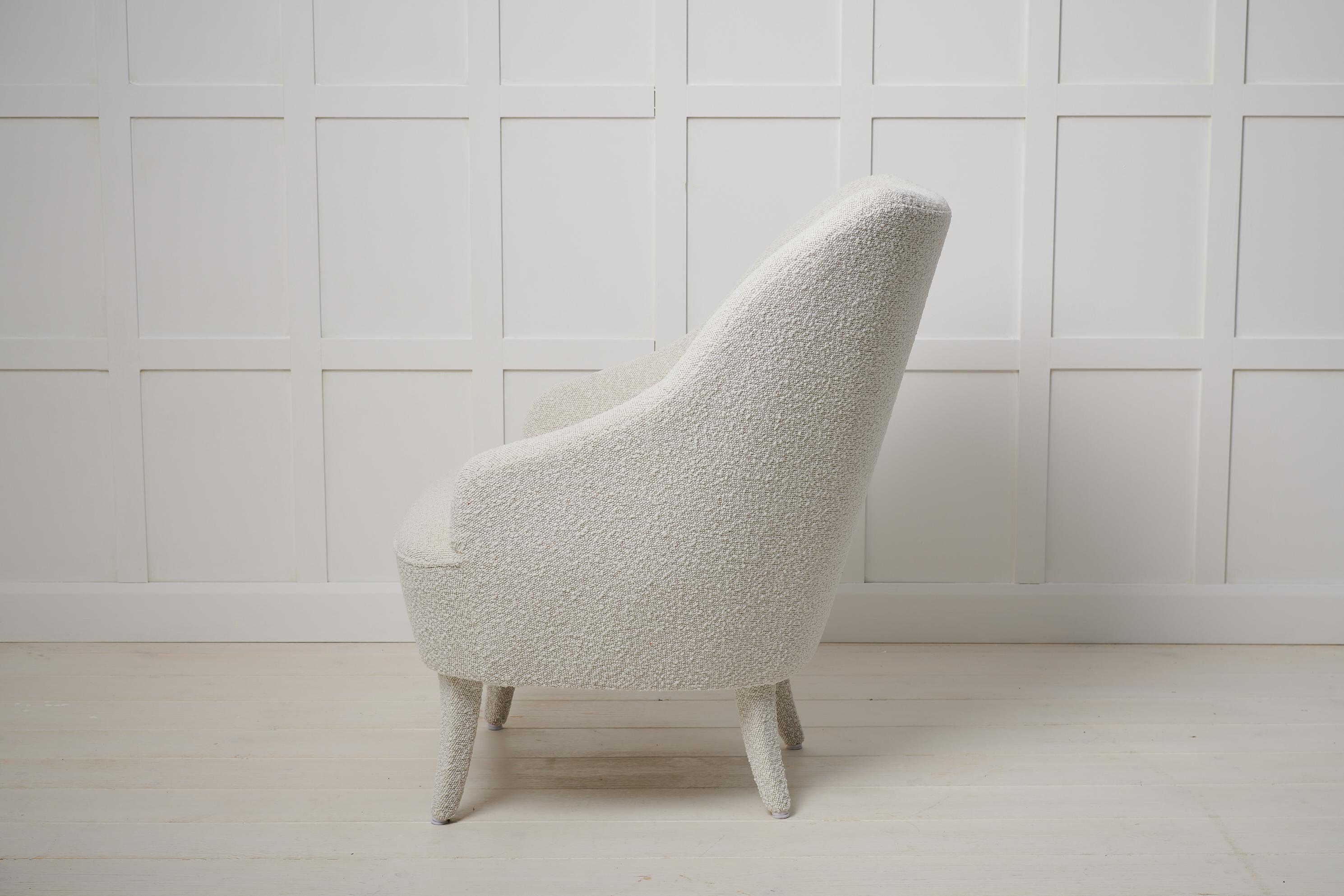Scandinavian Modern Swedish Modern Vintage Upholstered Bouclé Armchair For Sale
