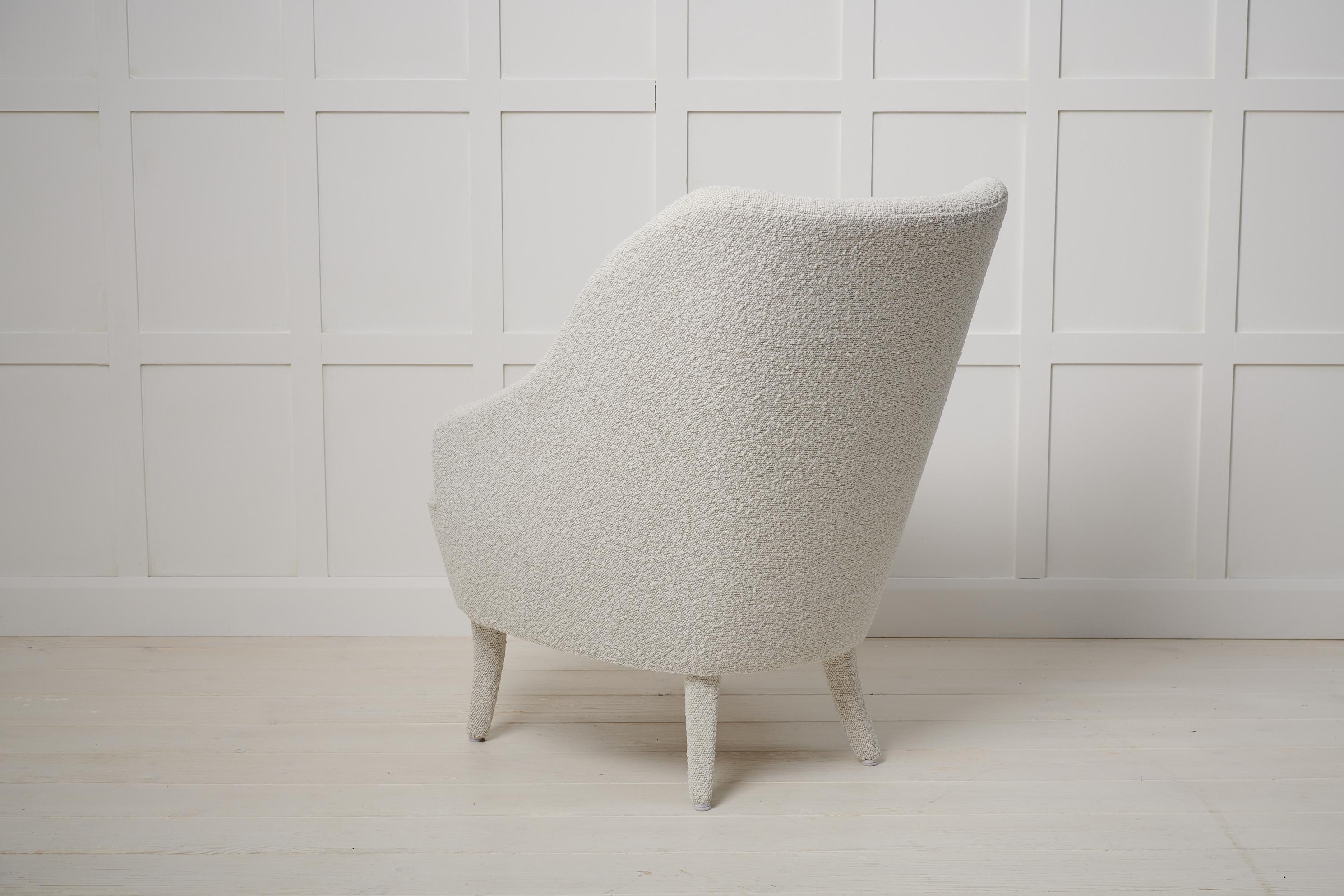 Hand-Crafted Swedish Modern Vintage Upholstered Bouclé Armchair For Sale