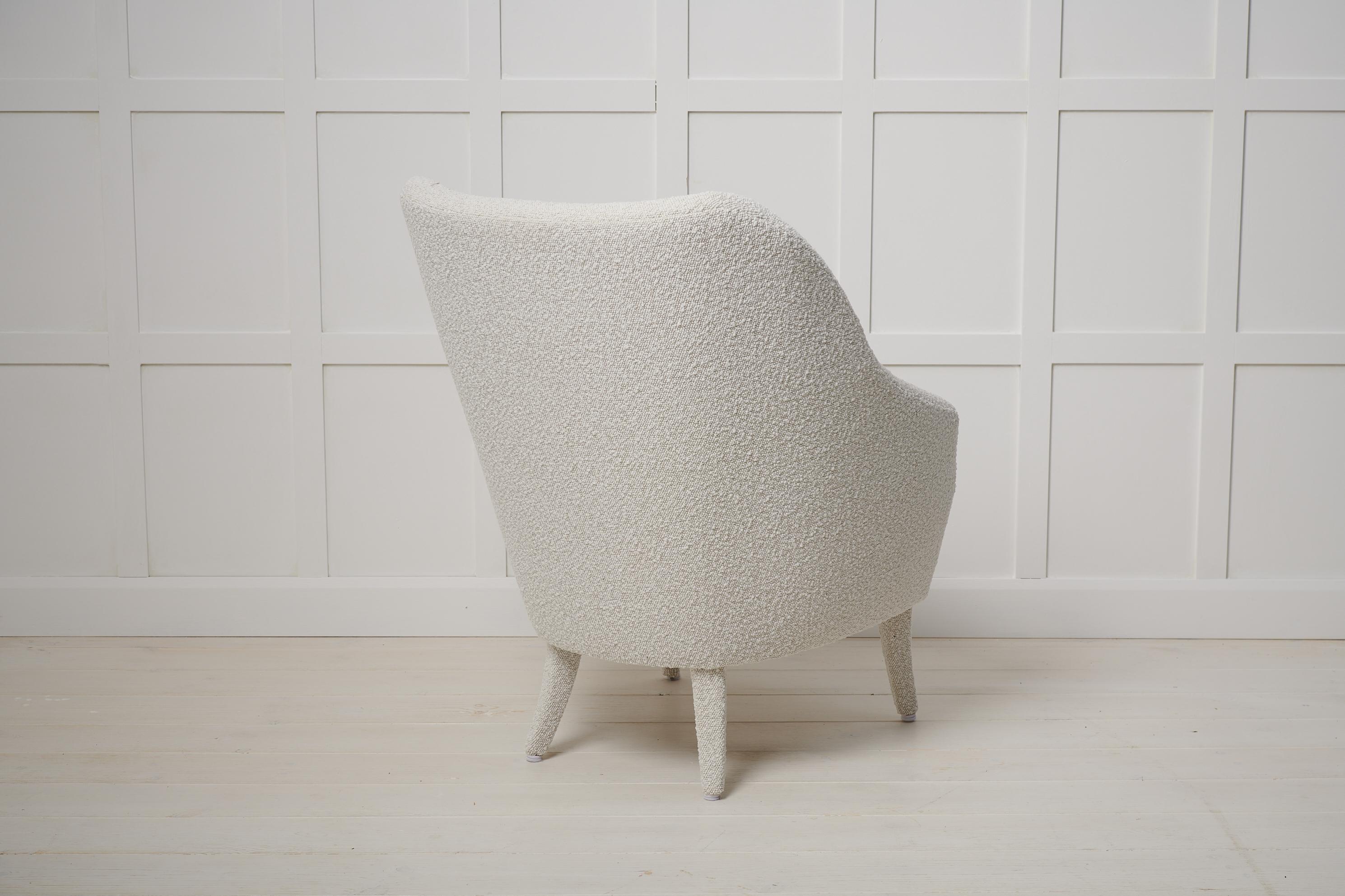 Swedish Modern Vintage Upholstered Bouclé Armchair In Good Condition For Sale In Kramfors, SE