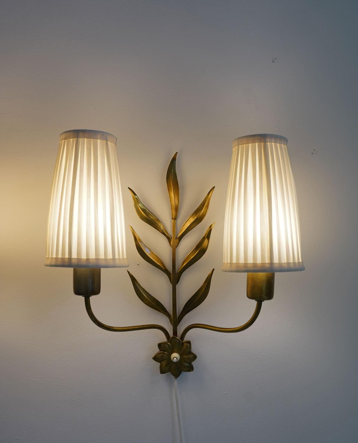 20th Century Swedish Modern Wall Lamps in Brass For Sale