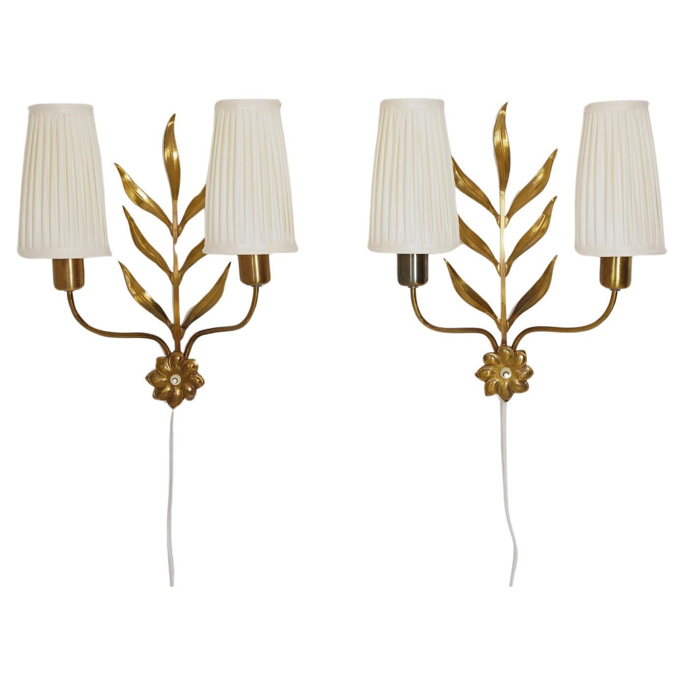Swedish Modern Wall Lamps in Brass For Sale