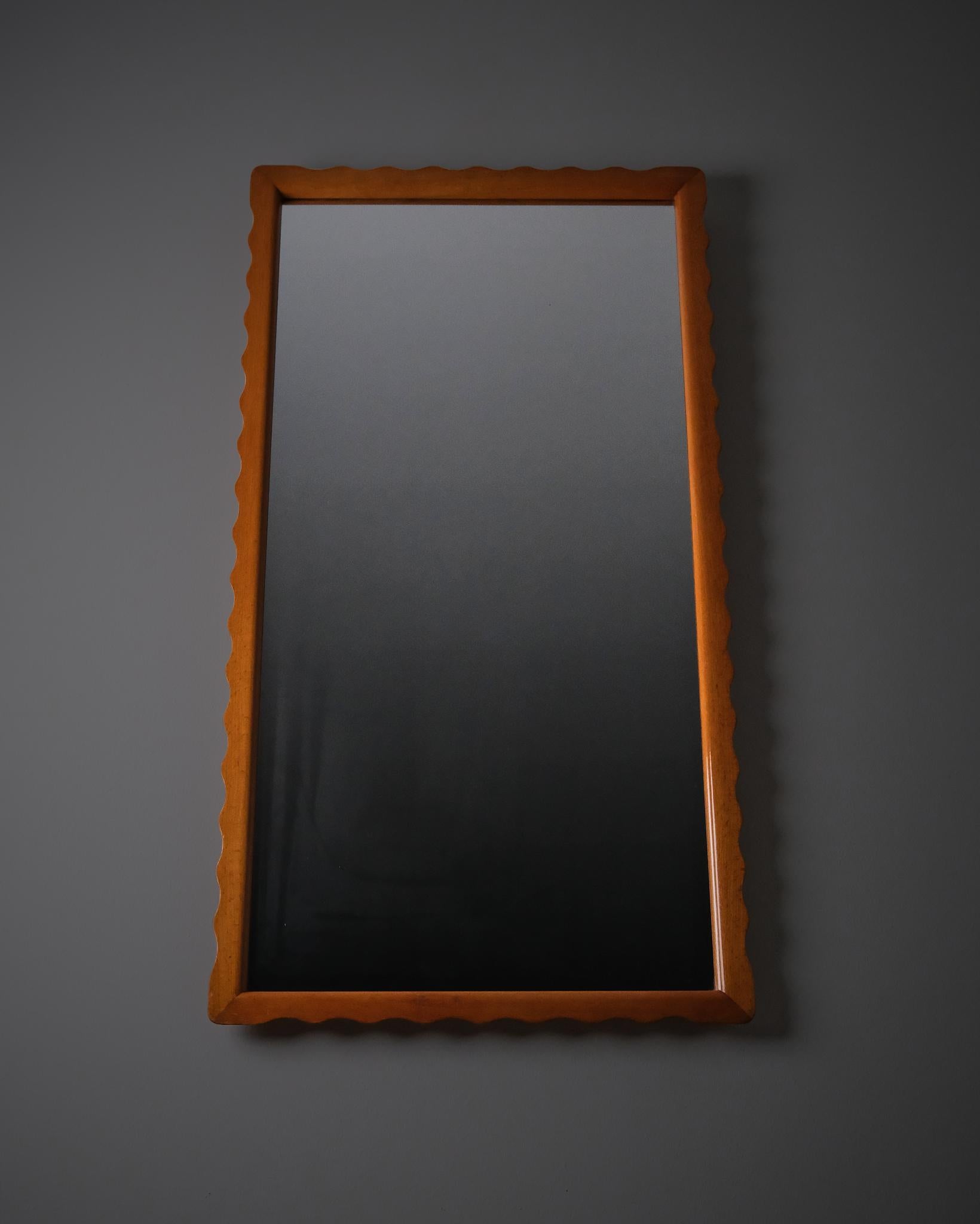 Mirror Swedish modern wall mirror by Fröseke, 1940s For Sale