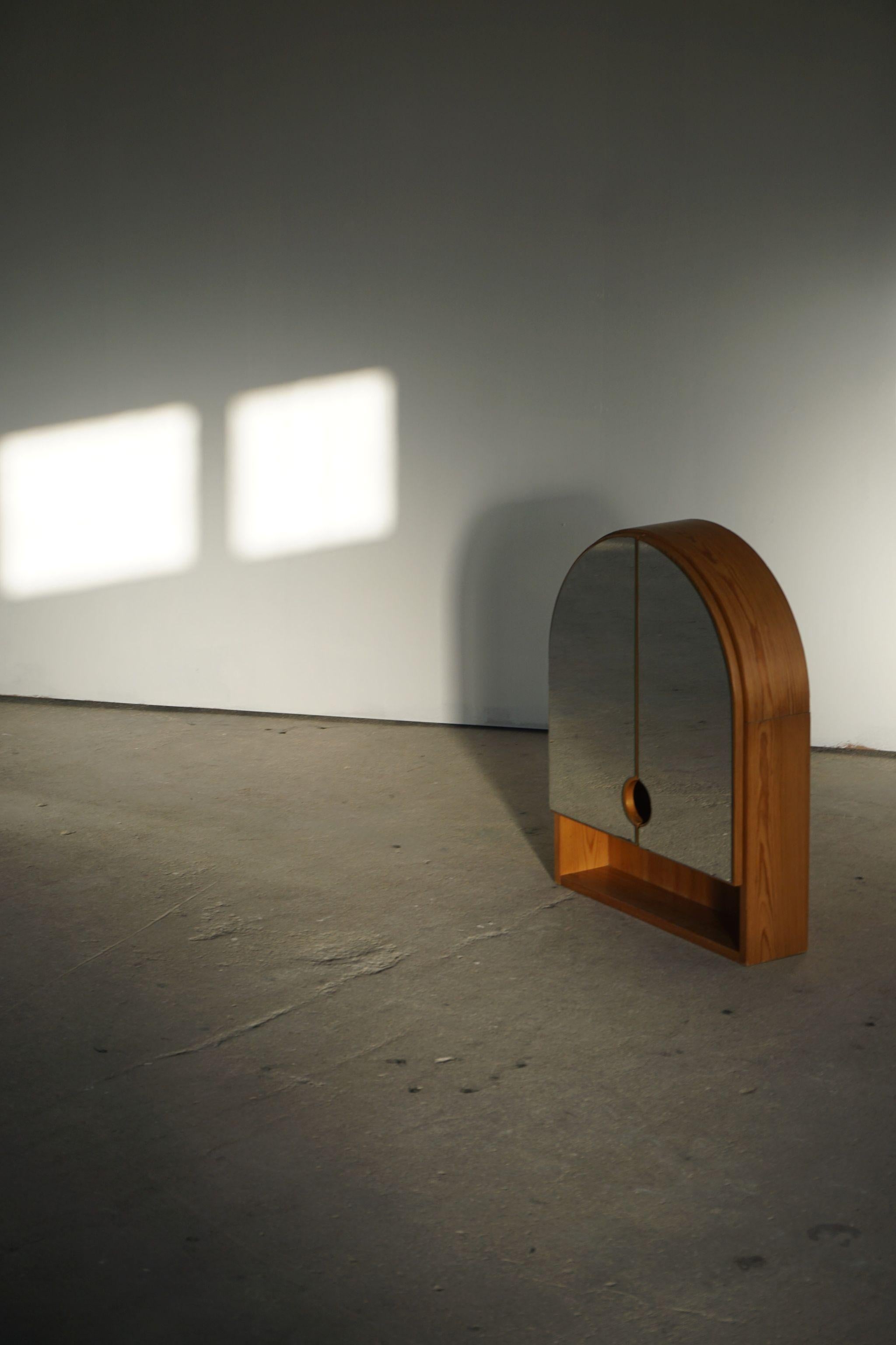 Late 20th Century Swedish Modern Wall Mirror in Pine, Unknown Cabinetmaker, 1970s