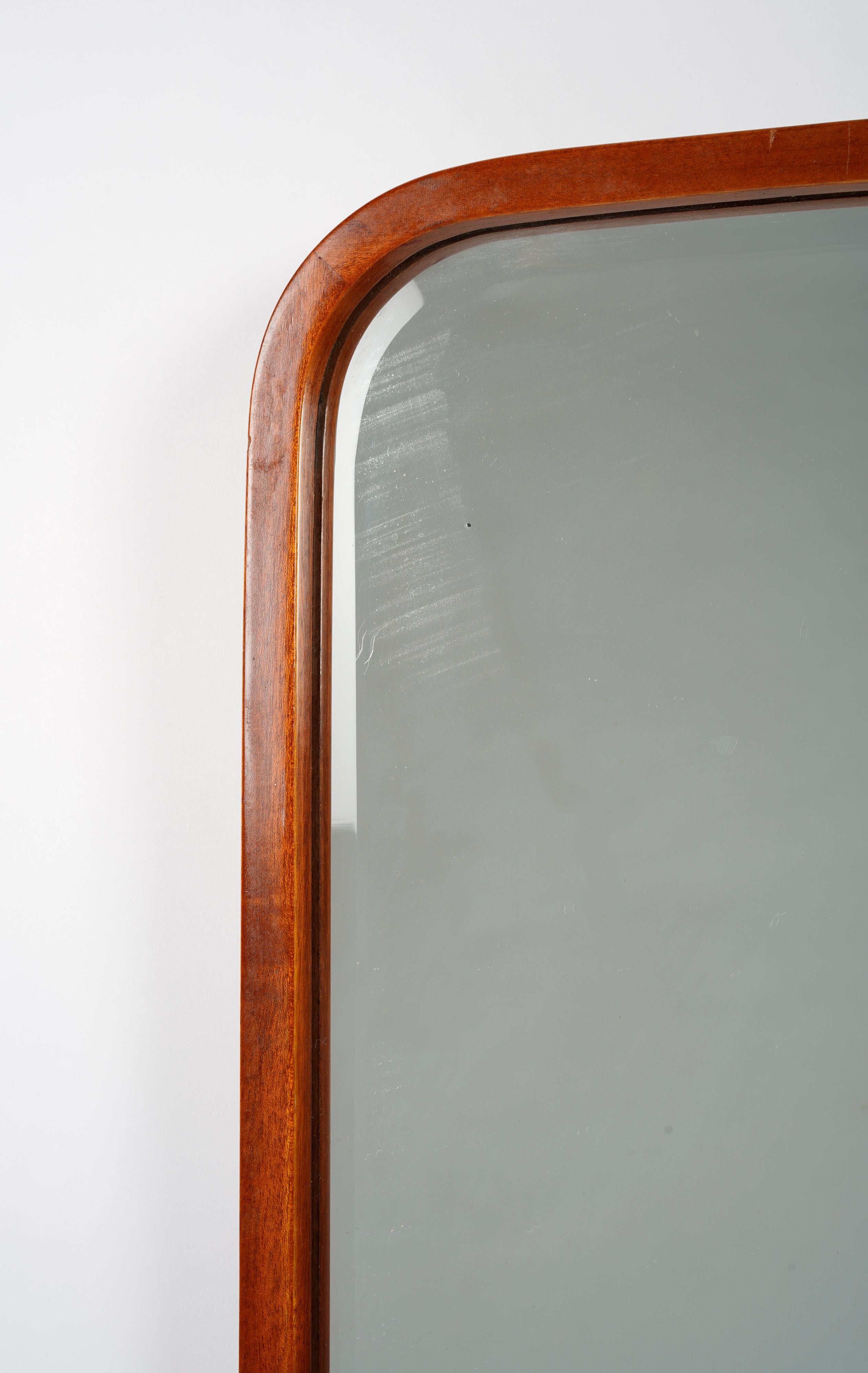 Stained Swedish modern wall mirror, unknown designer, 1940s For Sale